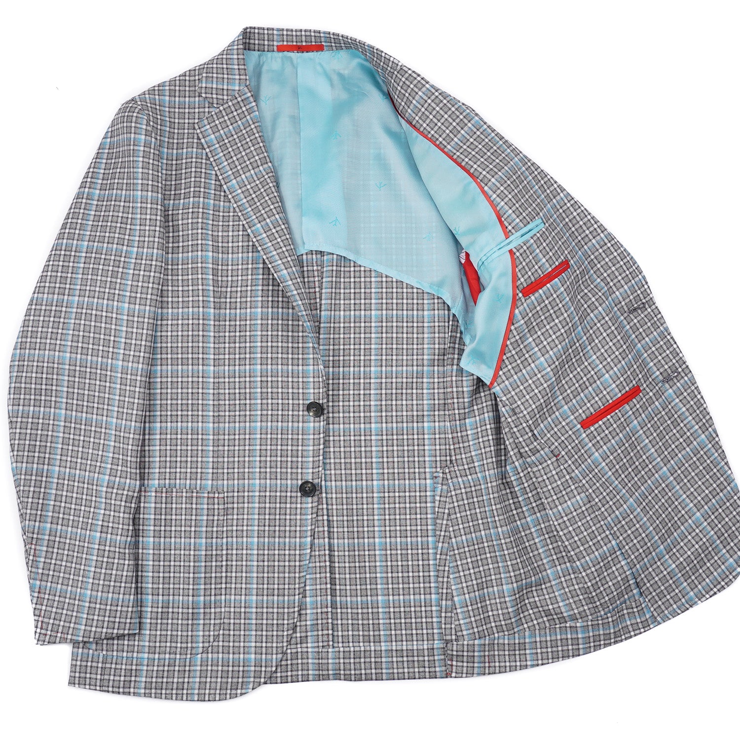 Isaia Men's Luxury Layered Check Wool and Silk Sport Coat - Premium Tailored Blazer for Business, Weddings & Formal Events