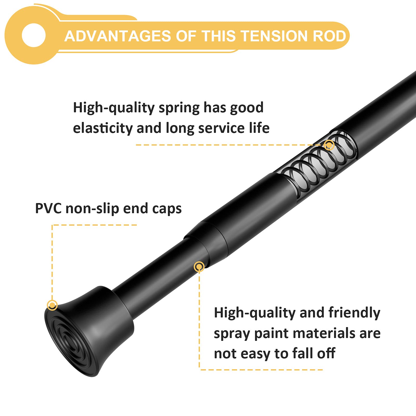 **KXLife 6-Pack Adjustable Tension Curtain Rods (17-28 Inch) - No Drill Spring Loaded Window Rod for Kitchen, Basement, Bathroom & Small Spaces - Black**    *(Perfect for Privacy, Light Control & Home Decor in Apartments, Dorms & RVs)*