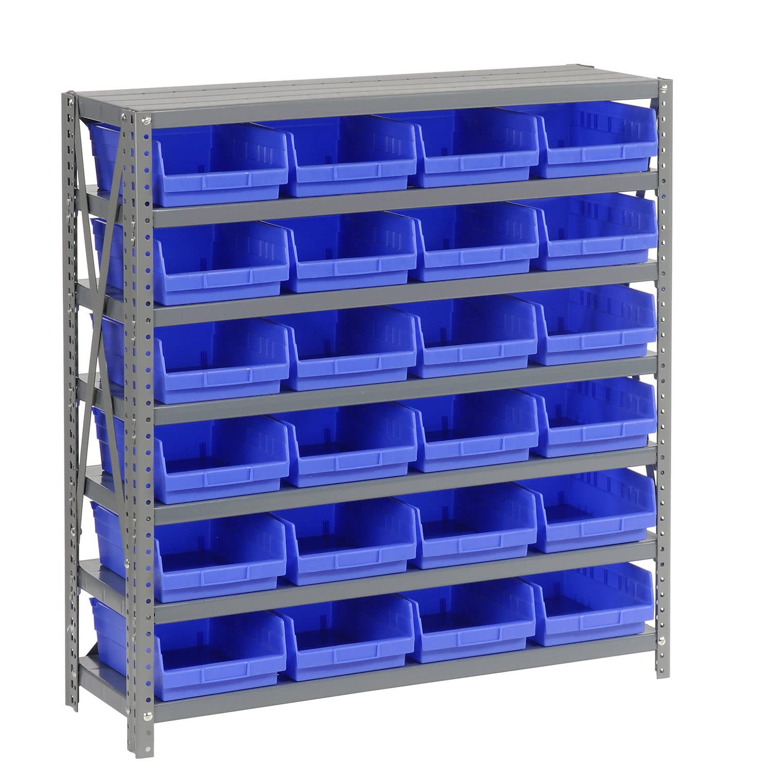 7-Shelf Steel Storage Rack with 24 Plastic Bins (4