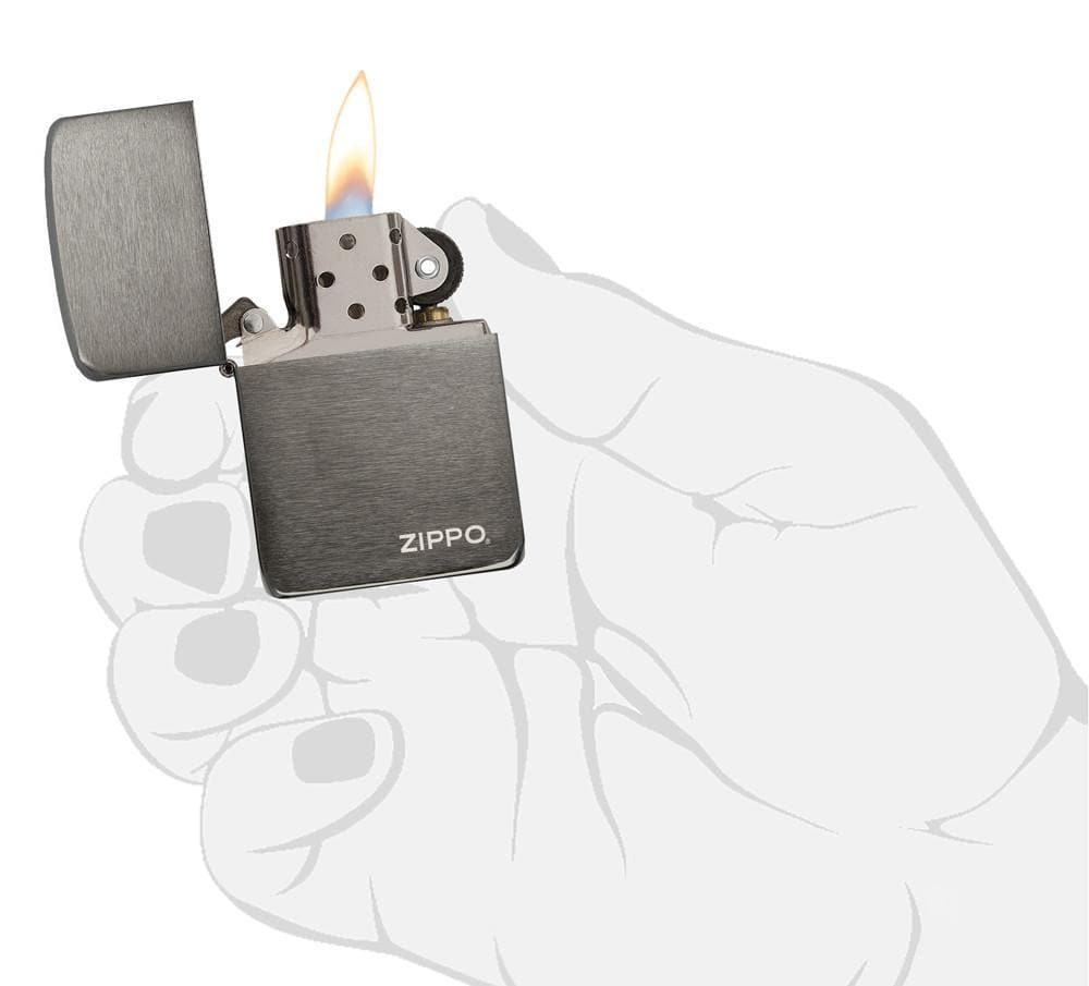 Original Zippo Lighter BLACK ICE 1941 with Logo #24485 - Windproof Refillable Lighter for Outdoor Camping, Hiking & Everyday Carry