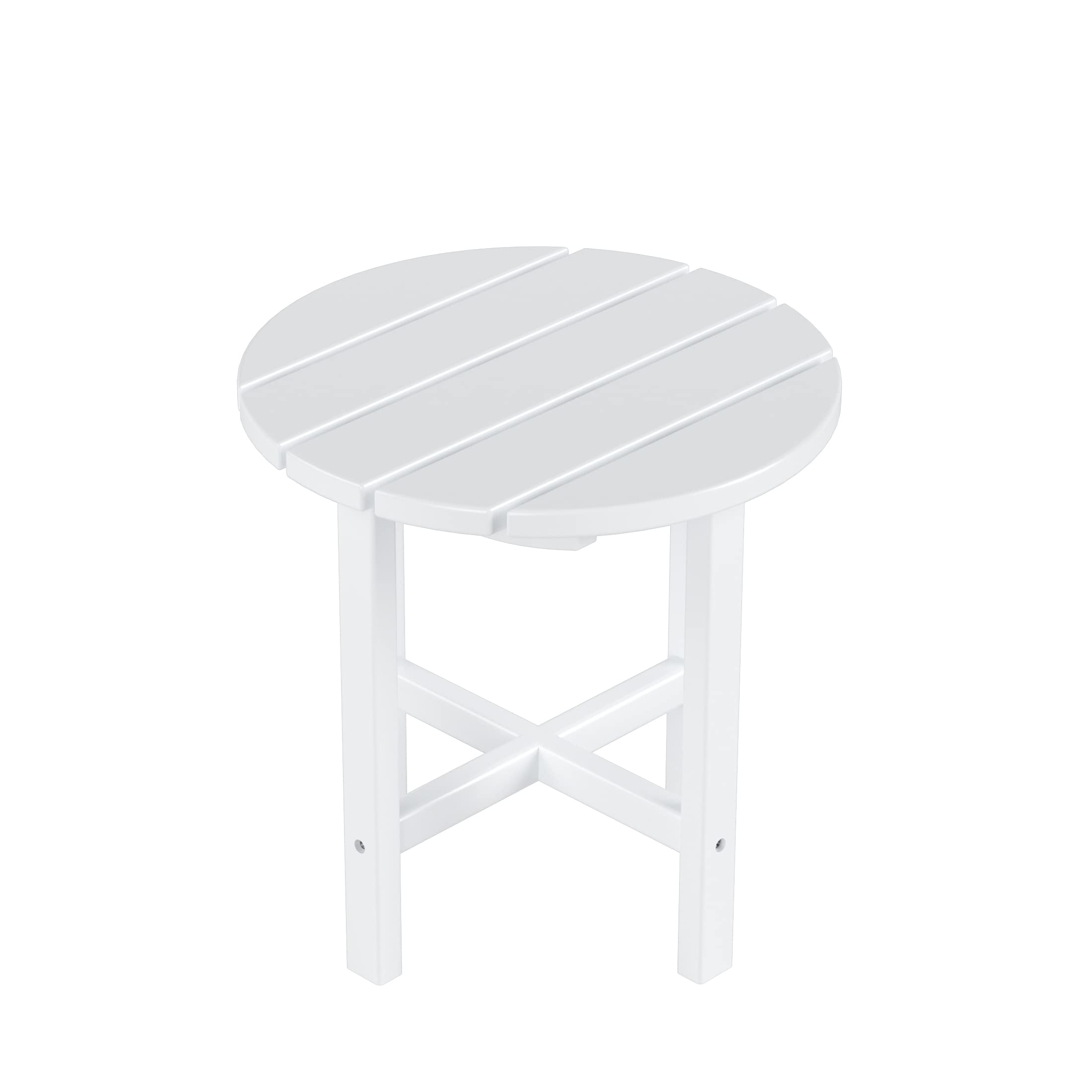 2-Piece White Poly Lumber Adirondack Chairs Set with Side Table - Perfect for Patio, Garden & Beach
