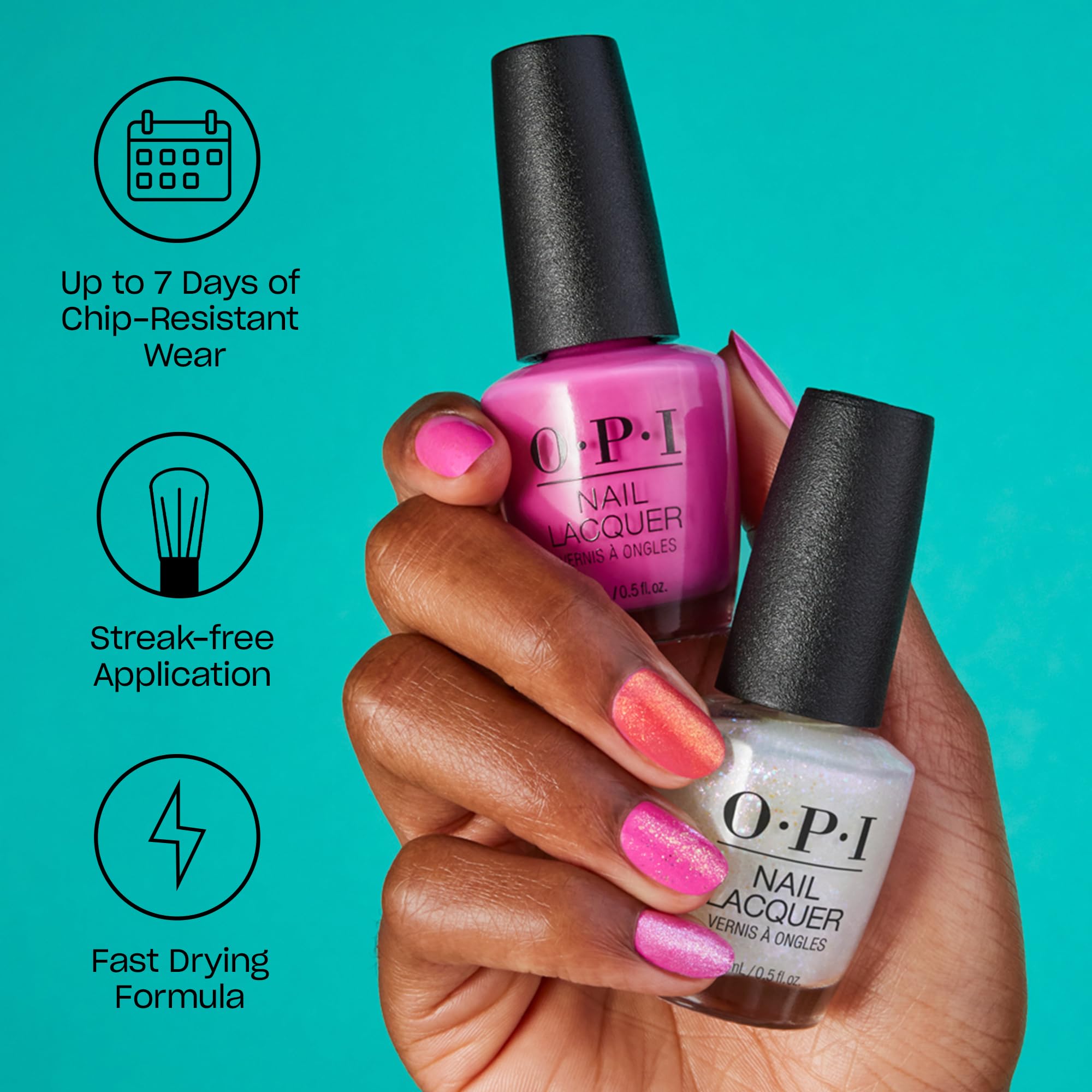 OPI Nail Lacquer - Metallic Mega Mix Collection | Chip Resistant, Opaque Multicolor Nail Polish | Perfect for Parties, Weddings & Special Occasions