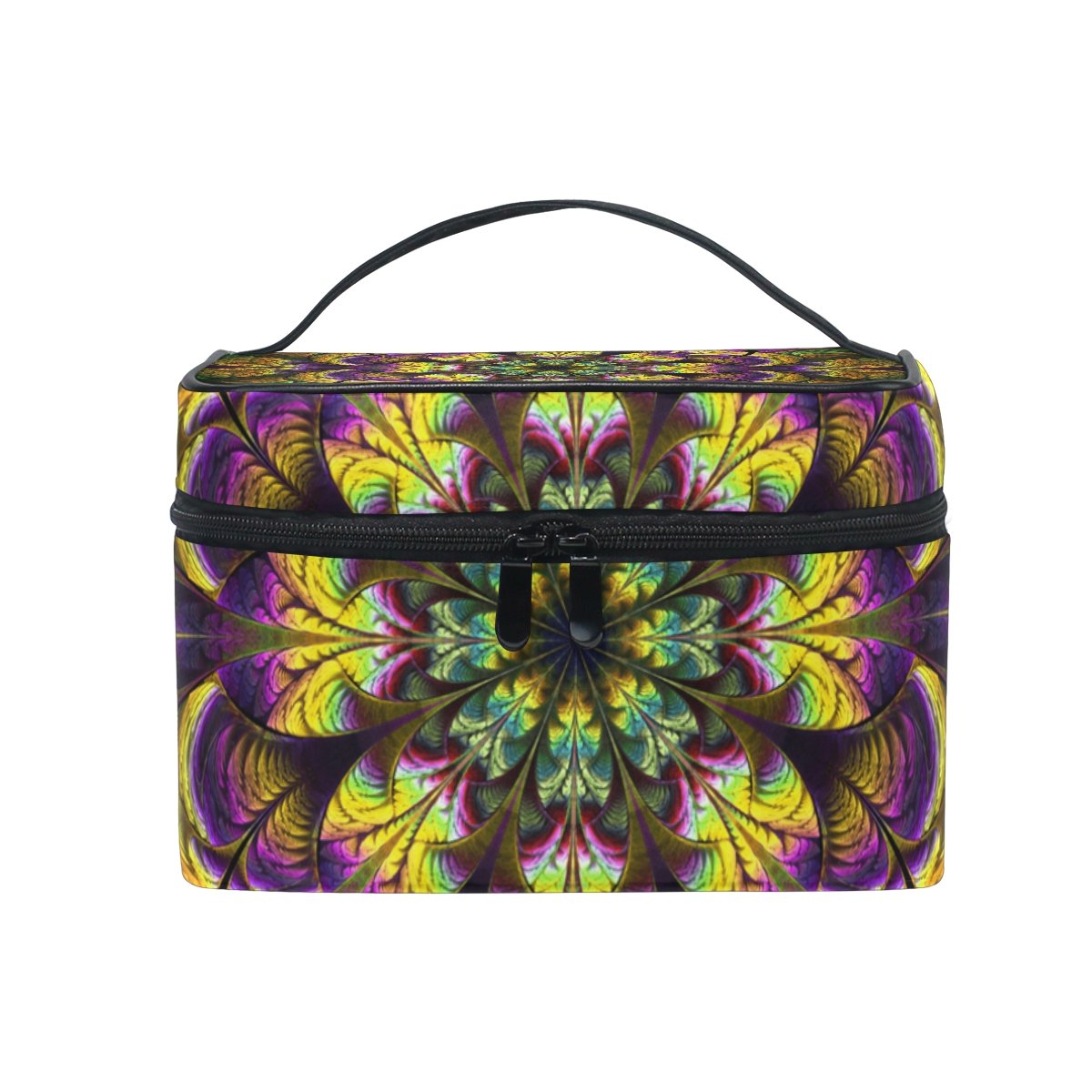 Exotic Flower Cosmetic Bag - Waterproof Yellow & Purple Toiletry Makeup Pouch for Travel, Gym, and Daily Organizer | Perfect for Makeup Brushes, Skincare, and Essentials