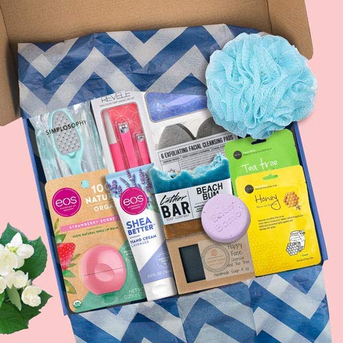 Women's Self-Care Gift Box - 11-Piece Spa Set with Soaps, Lotion, Bath Bomb, Loofah, Face Masks & Foot Care - Perfect College Study Break Relaxation Gift