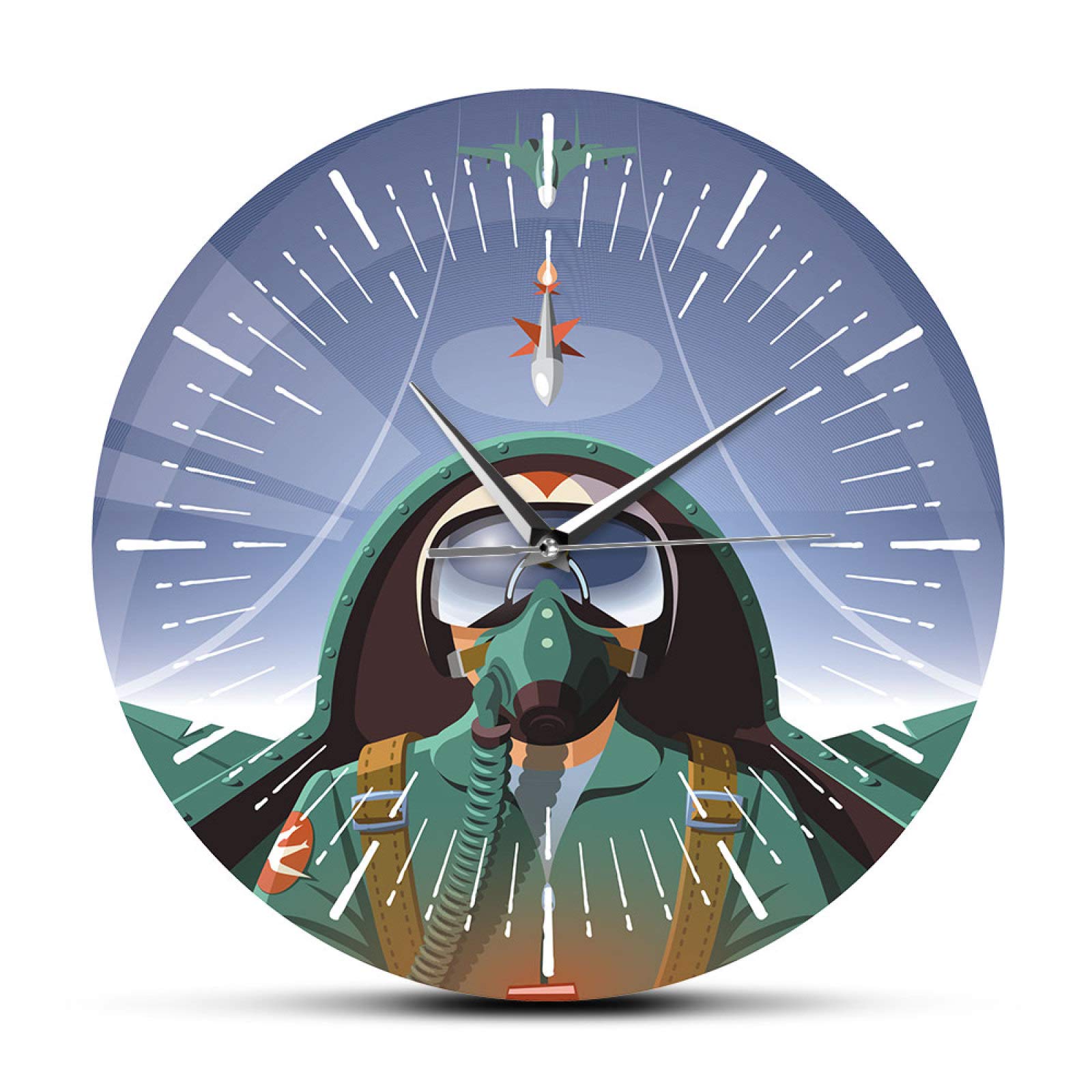 Military Pilot Aircraft Cockpit Wall Clock - Aviation Themed Home Decor & Wall Art - Perfect for Pilot Gifts, Man Cave, Office or Living Room Decor