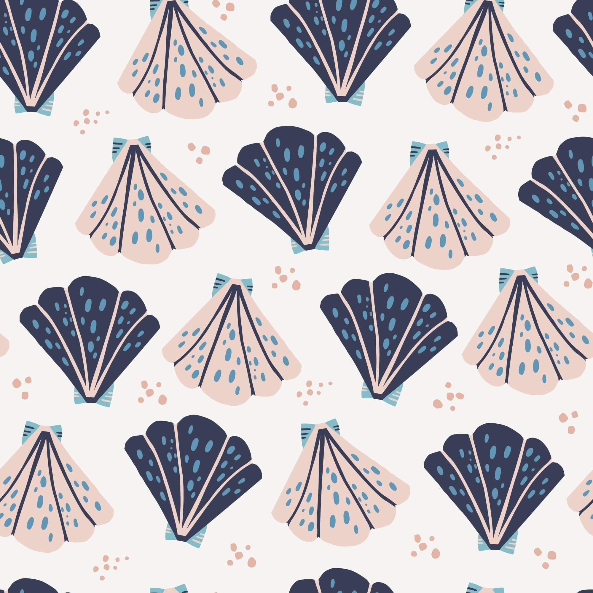 Pink and Purple Seashell Themed Peel and Stick Removable Wallpaper - Self-Adhesive Decorative Wall Covering for Bedroom, Nursery, Bathroom, and Living Room