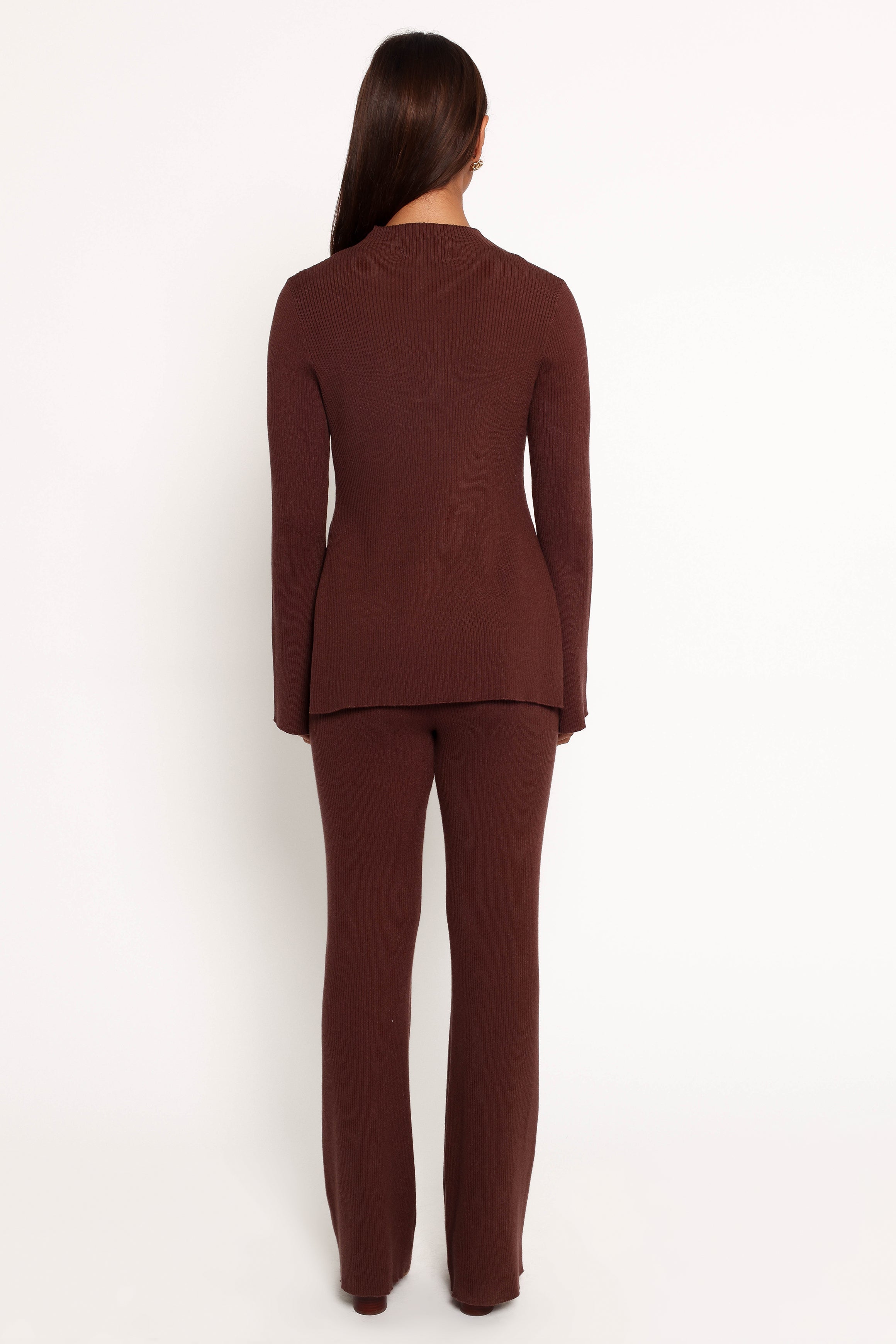 Adrienne Knit Pants for Women - Soft Stretch Comfortable High Waisted Lounge Pants in Chocolate Brown - Perfect for Yoga, Home Wear & Casual Outfits