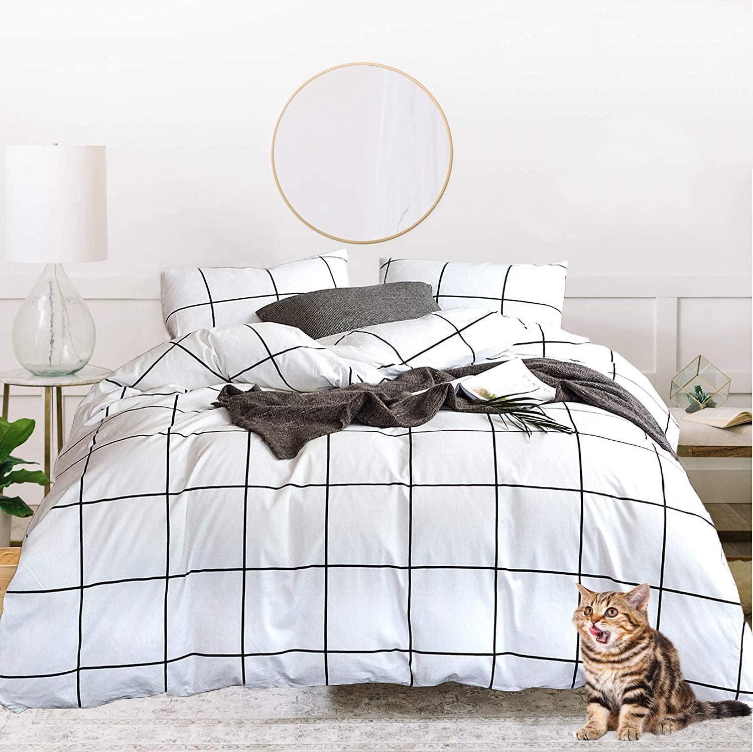 Jumeey Black and White Plaid Duvet Cover Twin Size - Soft Gingham Grid Bedding Set for Boys & Girls, Teens Room Decor - Perfect for Cozy Bedrooms, Dorm Rooms & Guest Rooms