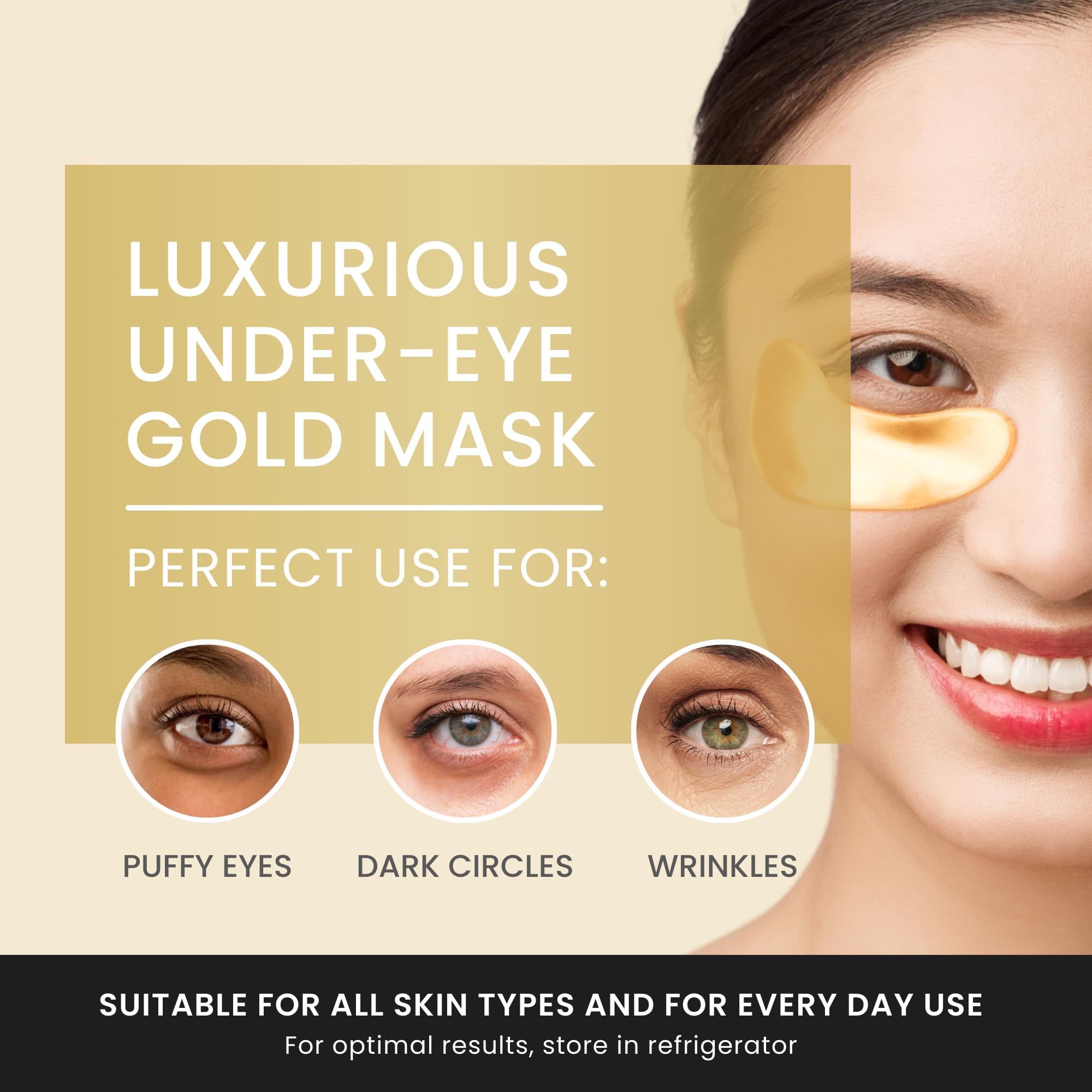 16 Pairs 24K Gold Hydrogel Under Eye Patches - Anti-Aging Eye Mask for Dark Circles, Puffiness & Wrinkles - Collagen Infused Eye Pads for Brightening & Hydration - Perfect for Night Routine & Travel Skincare