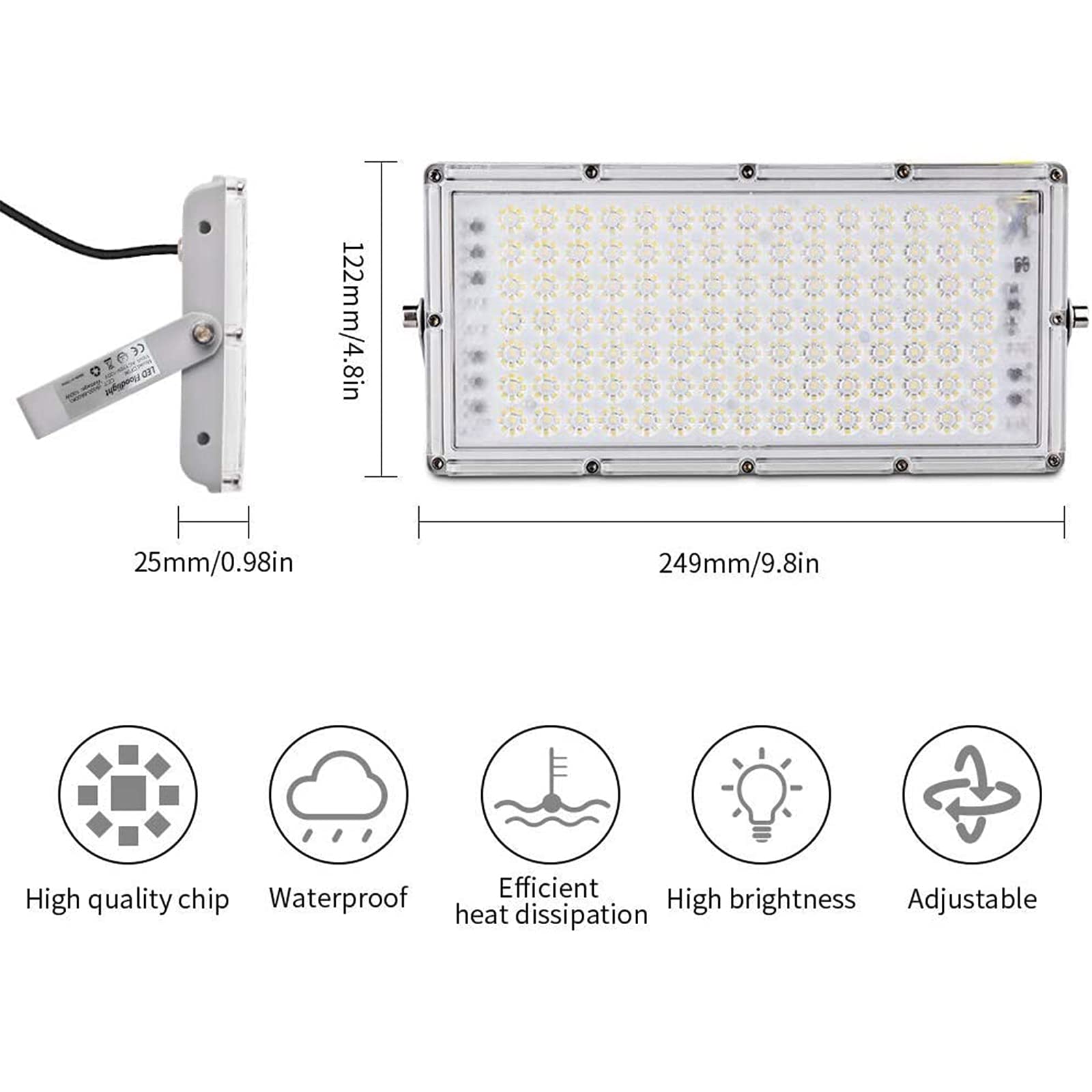 8Pcs 100W LED Flood Lights Outdoor Waterproof IP65 - 9000LM 3000K Warm White Security Lighting for Stadium, Yard, Street, Parking, Garage - Durable Landscape & Wall Lights for Enhanced Safety & Ambiance