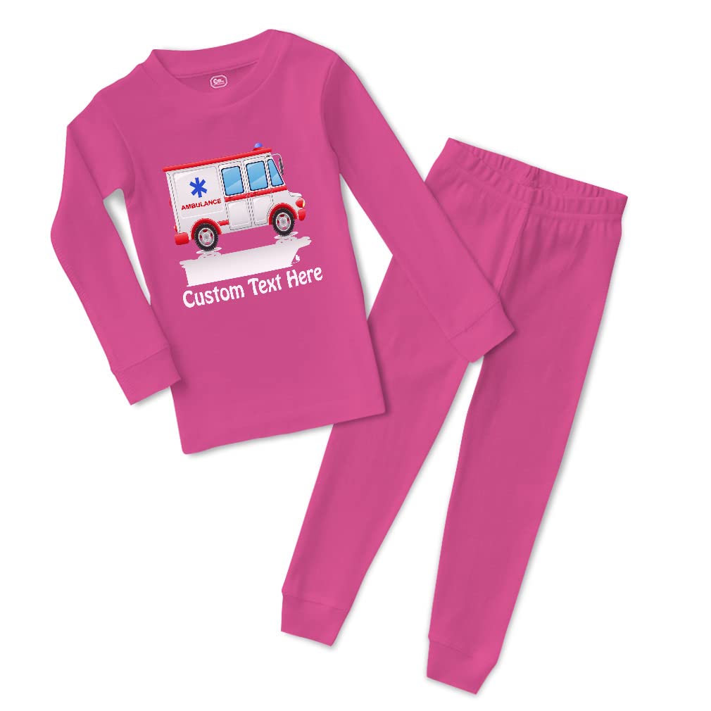 Custom Toddler Pajamas for Boys & Girls - Soft Cotton Snug Fit with Ambulance Car & Transportation Print - Perfect for Bedtime, Playtime & Family Matching Pajama Sets