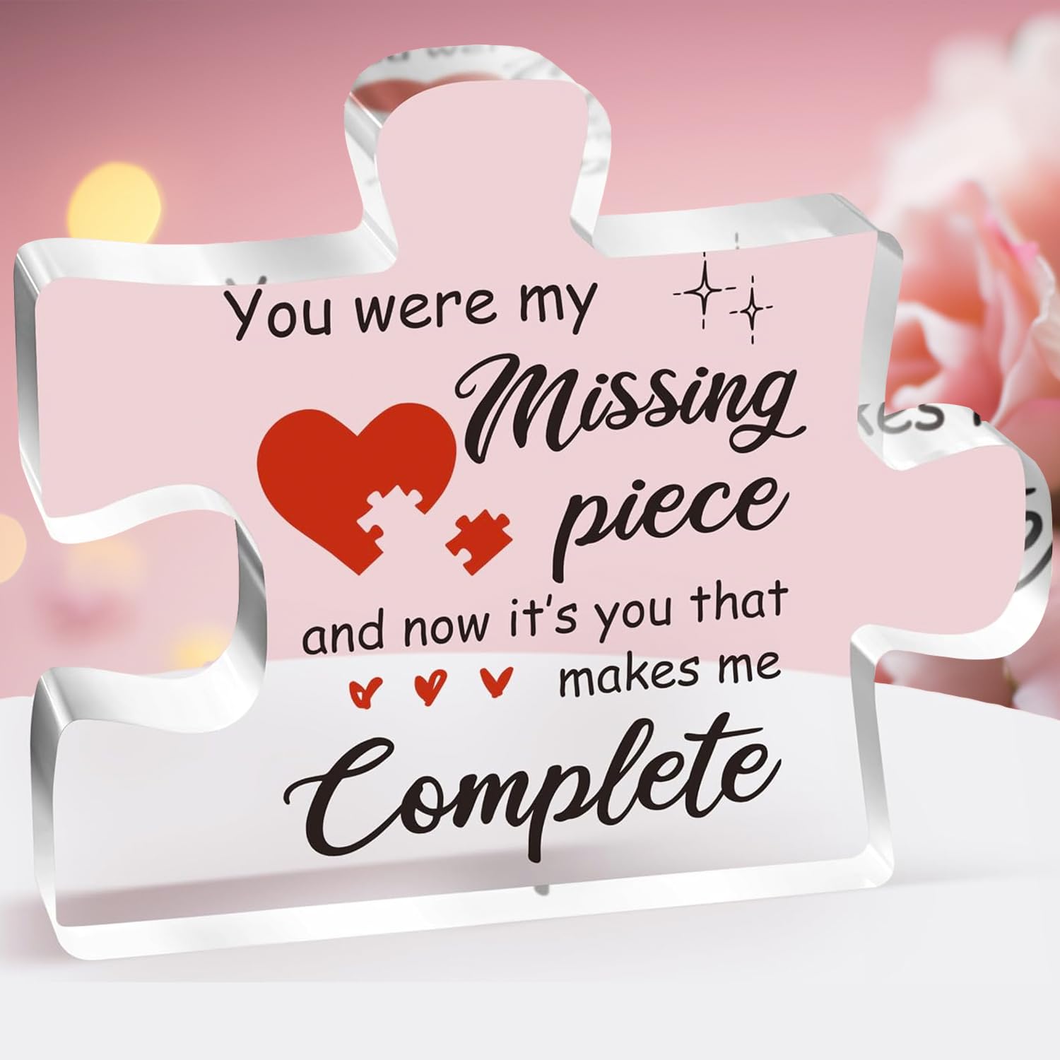 Personalized Engraved Acrylic Puzzle Plaque - Romantic Couples Gift for Valentine's Day, Anniversary & Birthday - Unique Present for Her/Him, Girlfriend/Boyfriend, Wife/Husband - Perfect for Home Decor, Wedding Keepsake & Romantic Surprises