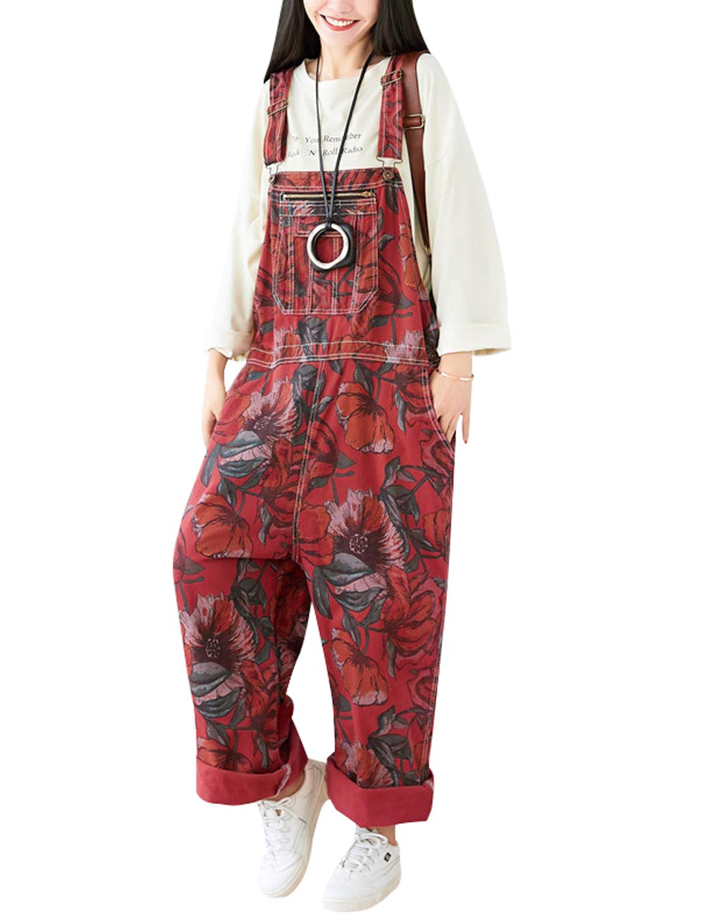 Bigassets Women's Loose Fit Adjustable Strap Denim Jumpsuit Romper - Casual Summer Outfit for Beach, Streetwear & Everyday Fashion