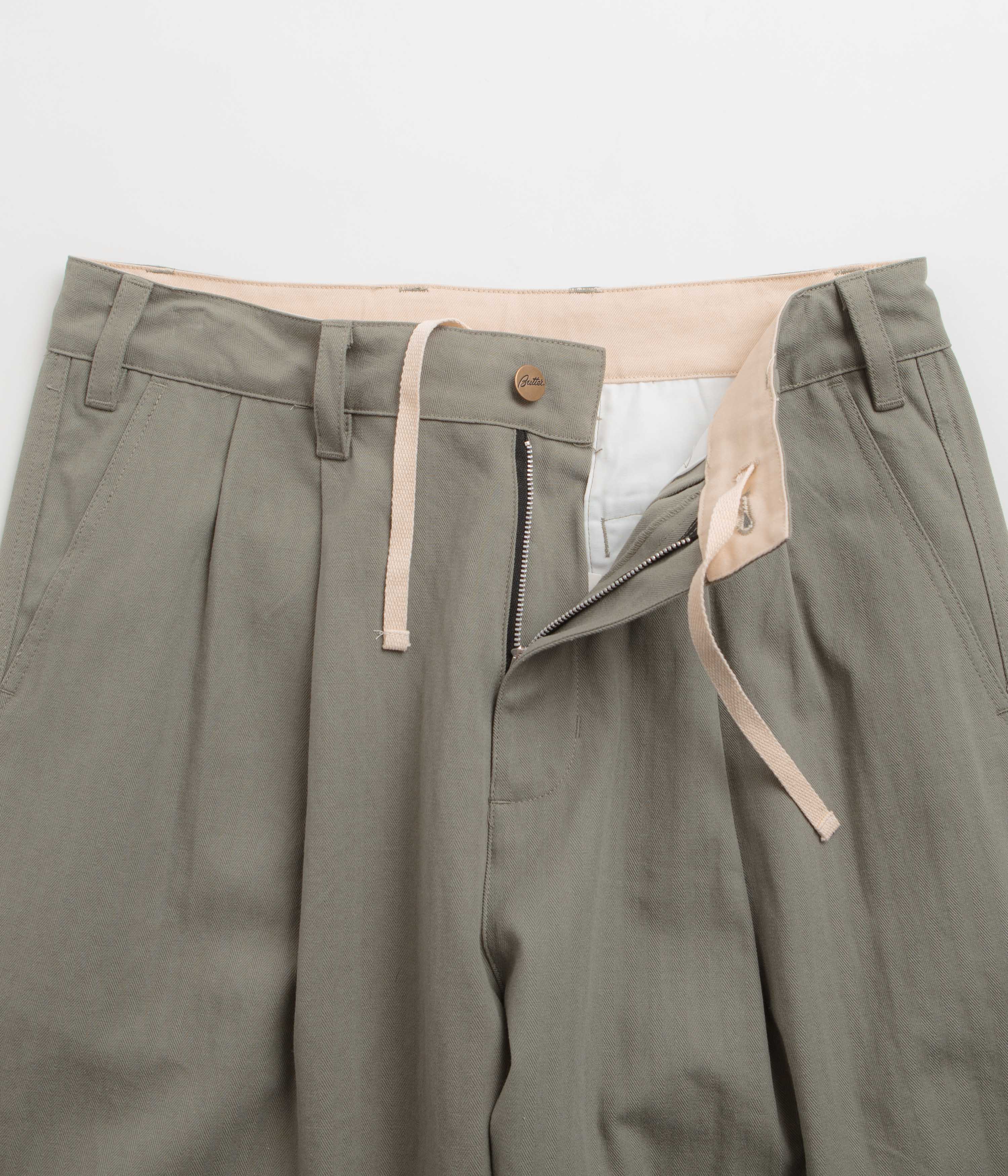 Butter Goods Pleated Trousers for Men - Stylish Moss Green Casual Pants | Perfect for Office Wear, Business Casual & Everyday Outfits