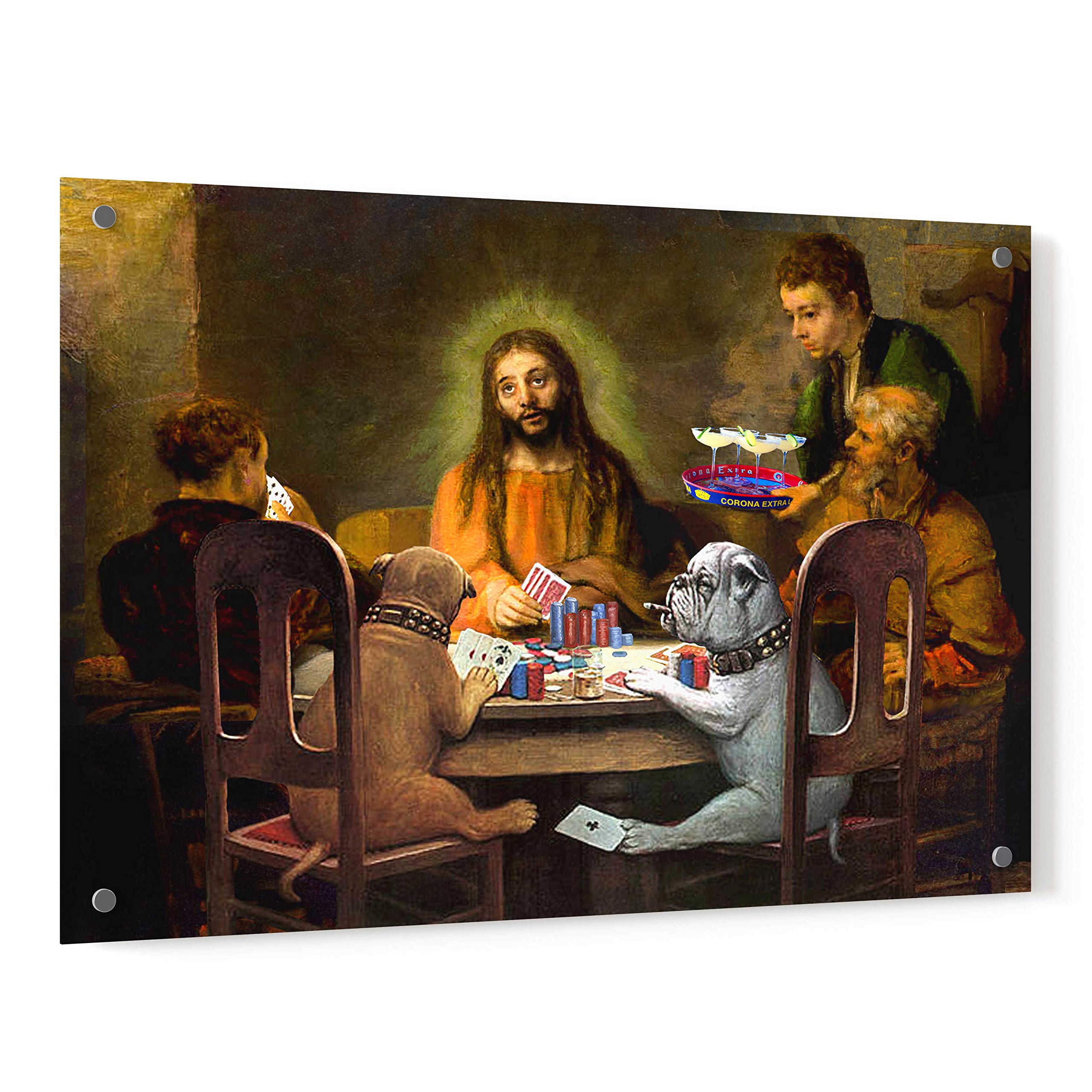 Barry Kite 'Dogs Going to Hell' Acrylic Glass Wall Art - 36x24 Inch Modern Canvas Painting for Living Room, Bedroom & Office Decor