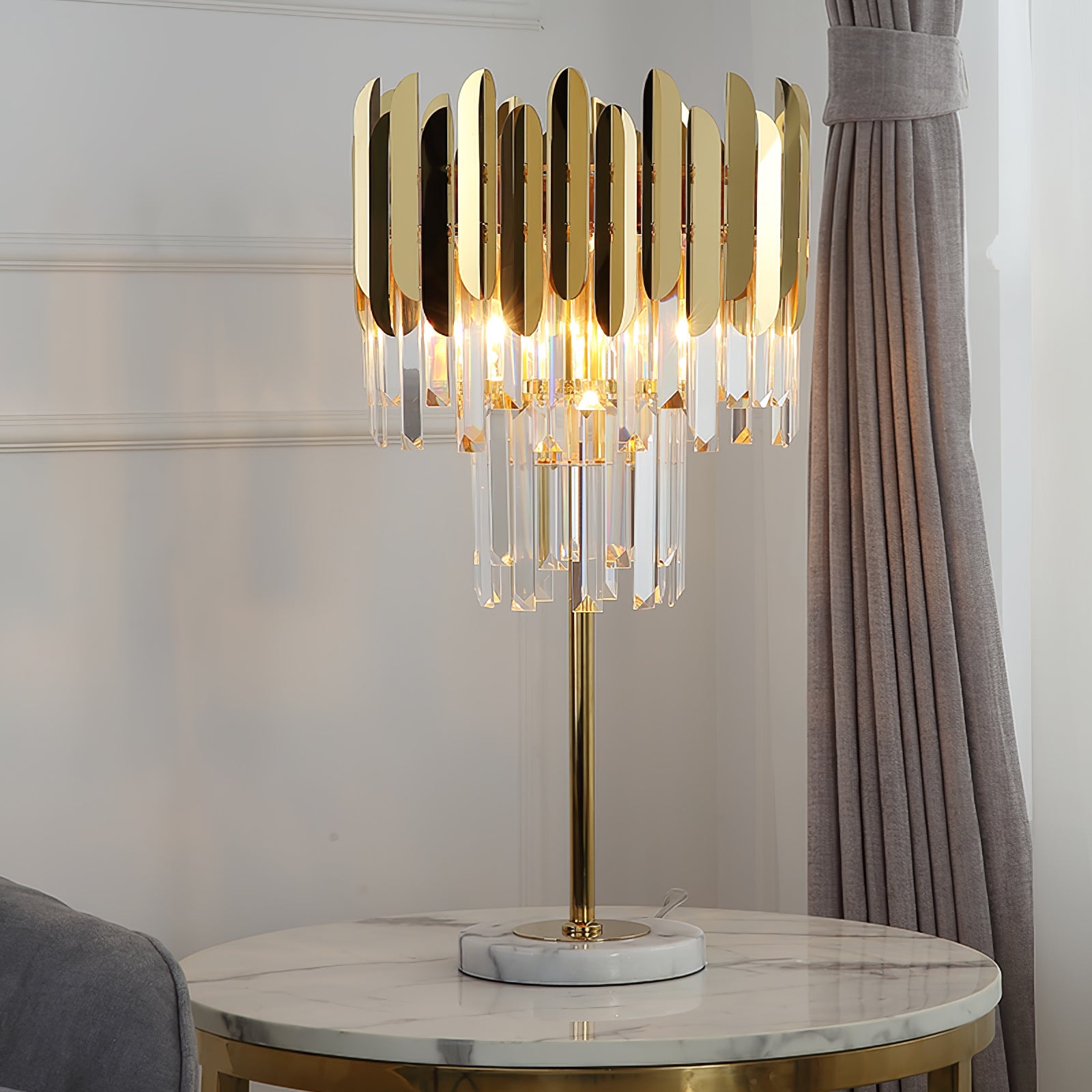 Elegant Crystal Marble LED Desk Lamp - Modern Office & Study Table Light for Home, Bedroom, Dorm - Perfect for Reading, Working & Decor