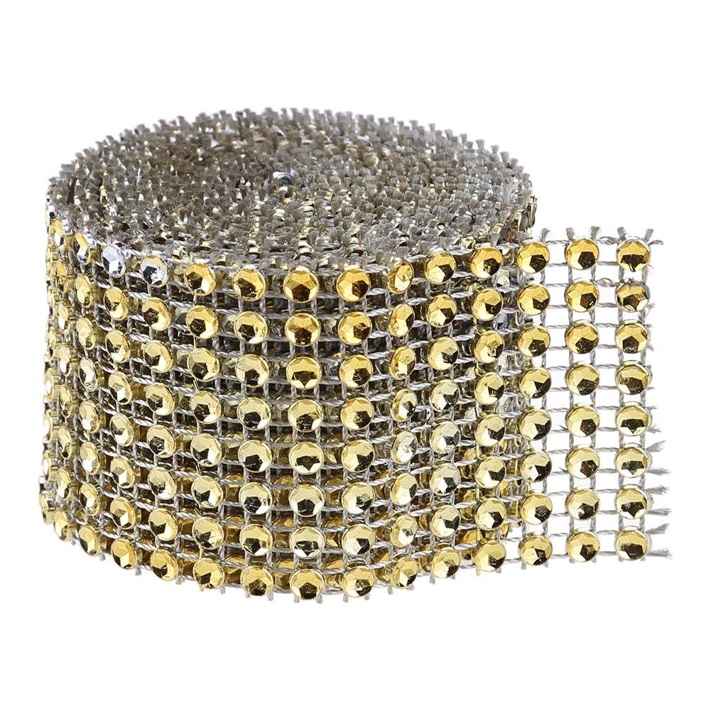 Sparkling Rhinestone Ribbon Wrap - Premium Diamond Mesh Roll for Wedding Decor, Party Favors, Gift Wrapping & DIY Crafts (Silver, 10 Yards) - Perfect for Bridal Bouquets, Table Centerpieces, Hair Accessories and Costume Embellishments