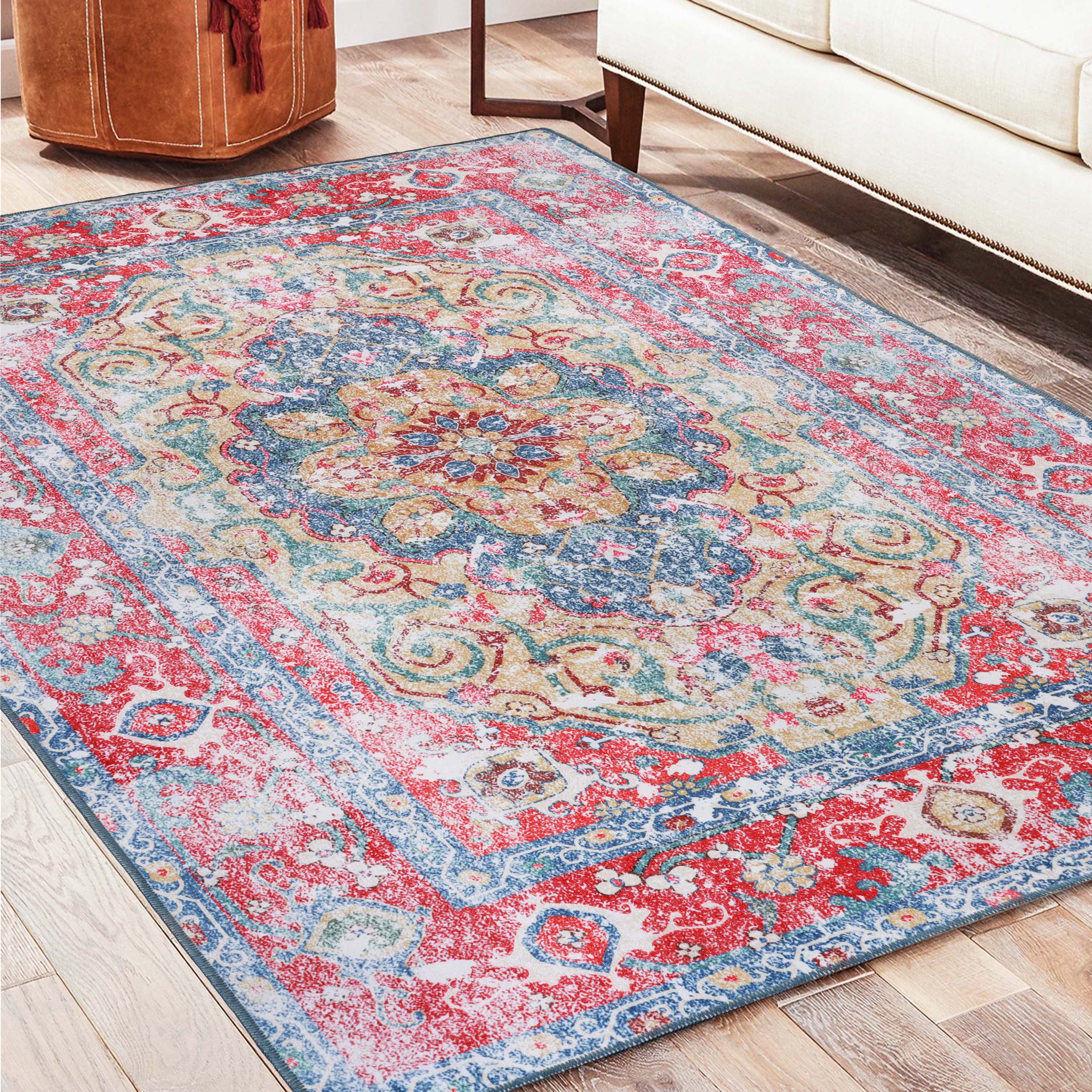 Tanager Rustic Non-Slip Machine Washable Indoor Area Rug - Soft Anti-Skid Living Room Carpet, Bedroom Runner Rug for Home Decor, Perfect for High Traffic Areas & Pet-Friendly Spaces