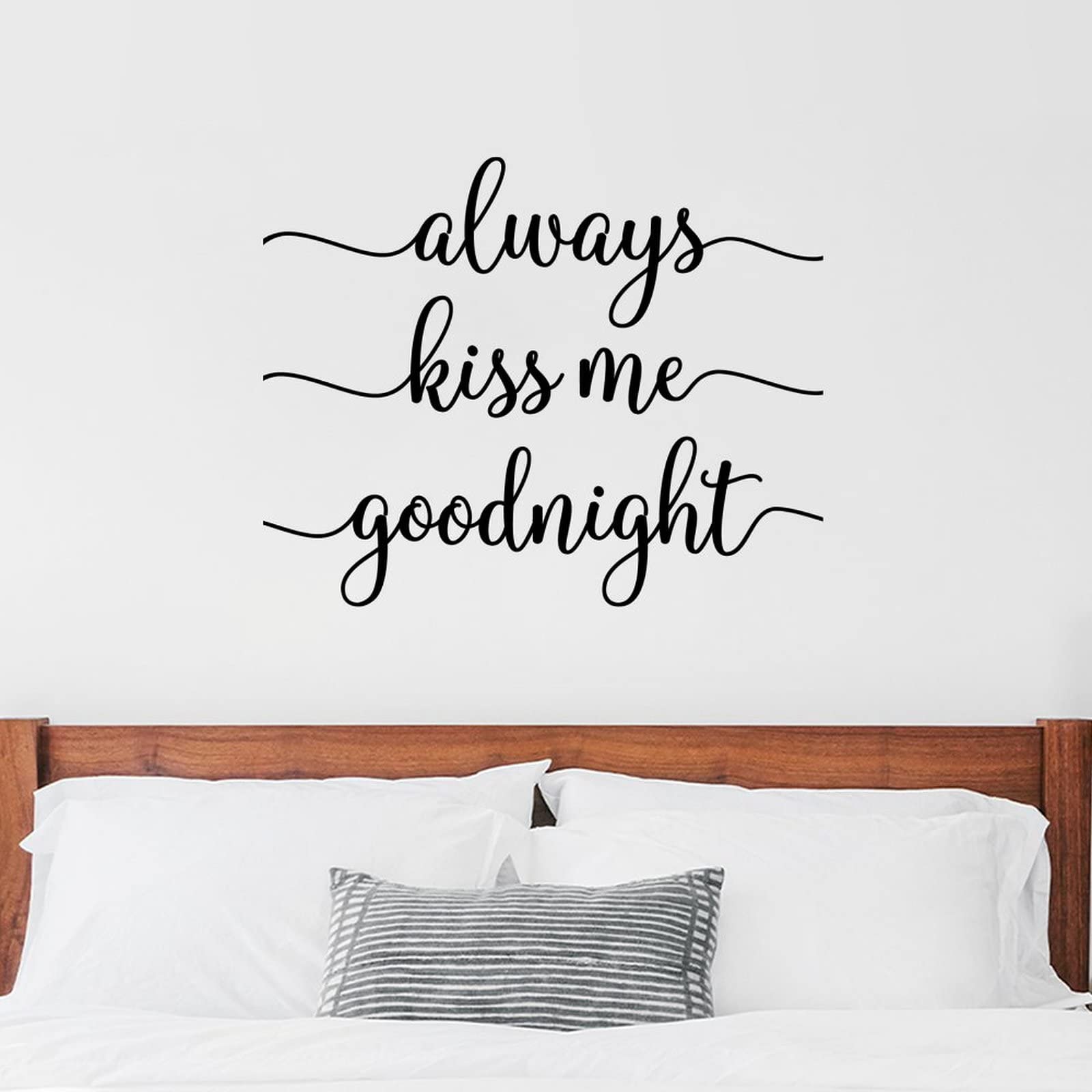 Always Kiss Me Goodnight Wall Stickers - Inspirational Vinyl Wall Decals for Home Decor - Motivational Art for Bathroom, Living Room, Bedroom - Perfect Friends Gift (22 Inch) - Ideal for Home Office, Nursery & Dorm Room Decor