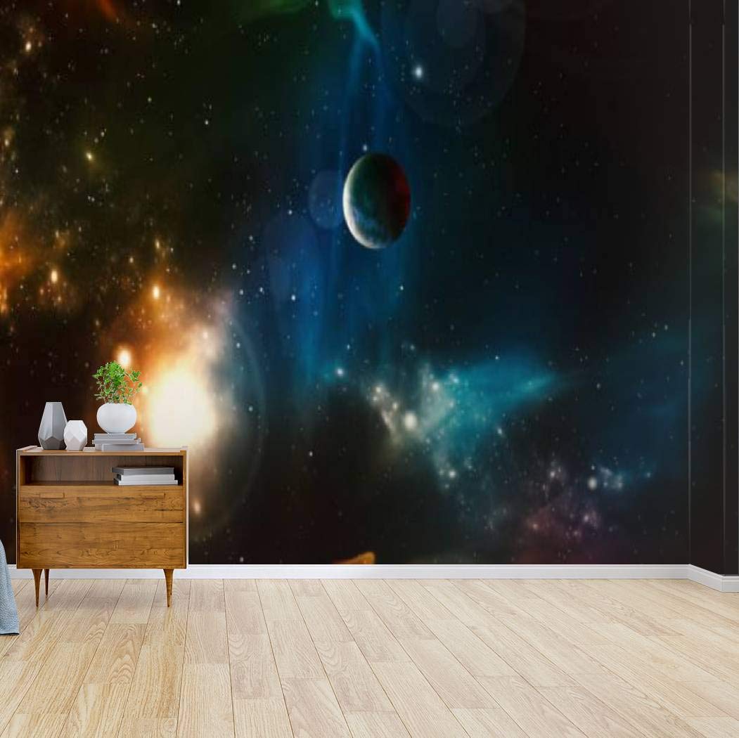 Kanworse Self-Adhesive Space Wallpaper - Nebula & Stars Peel & Stick Wall Mural for Living Room | Digital Printed Wall Decor, Canvas Wall Sticker, Home Decoration | Perfect for Bedroom, Office & Nursery