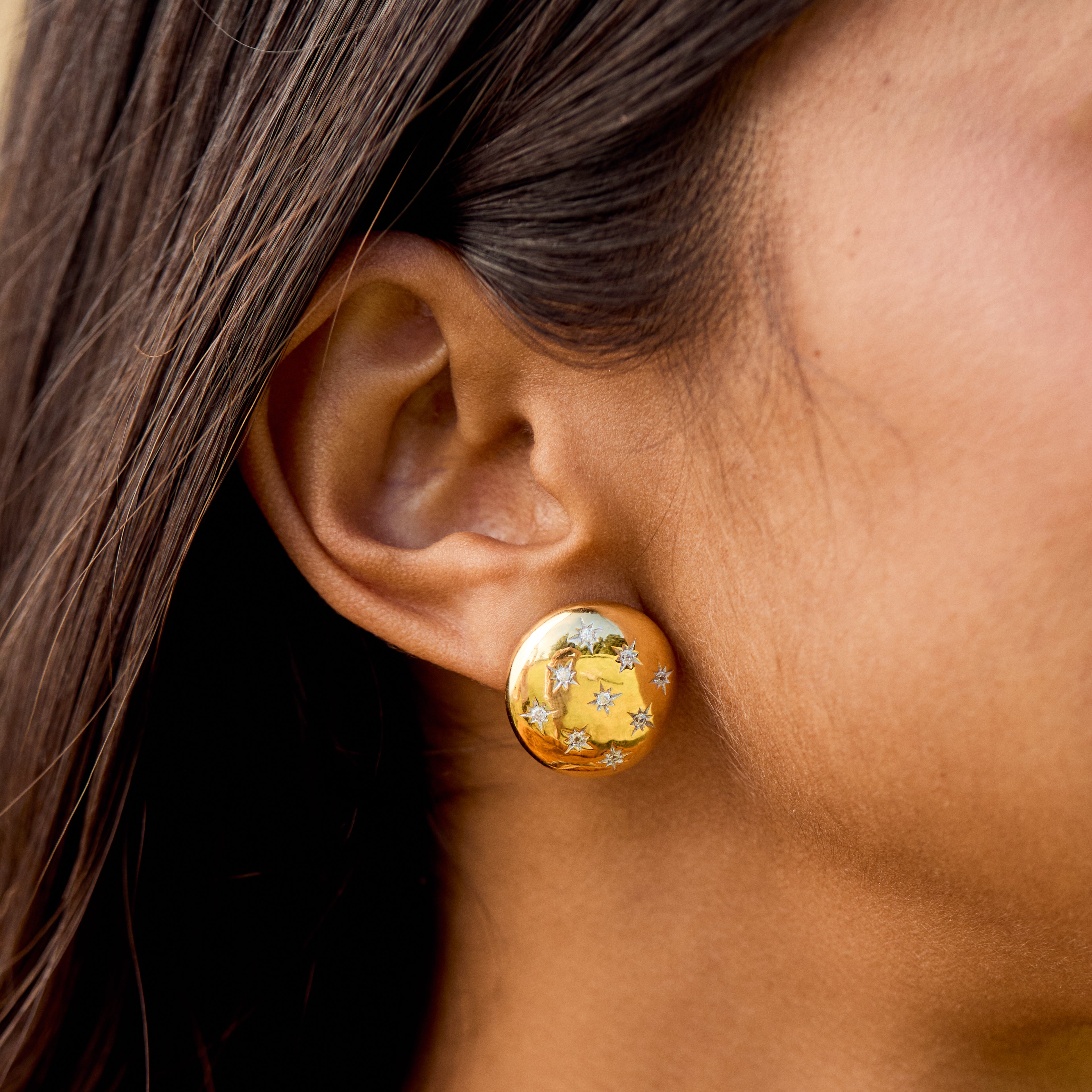 Celestial Dome Stud Earrings for Women - Minimalist Gold Plated Geometric Earrings for Daily Wear, Gift Giving & Special Occasions