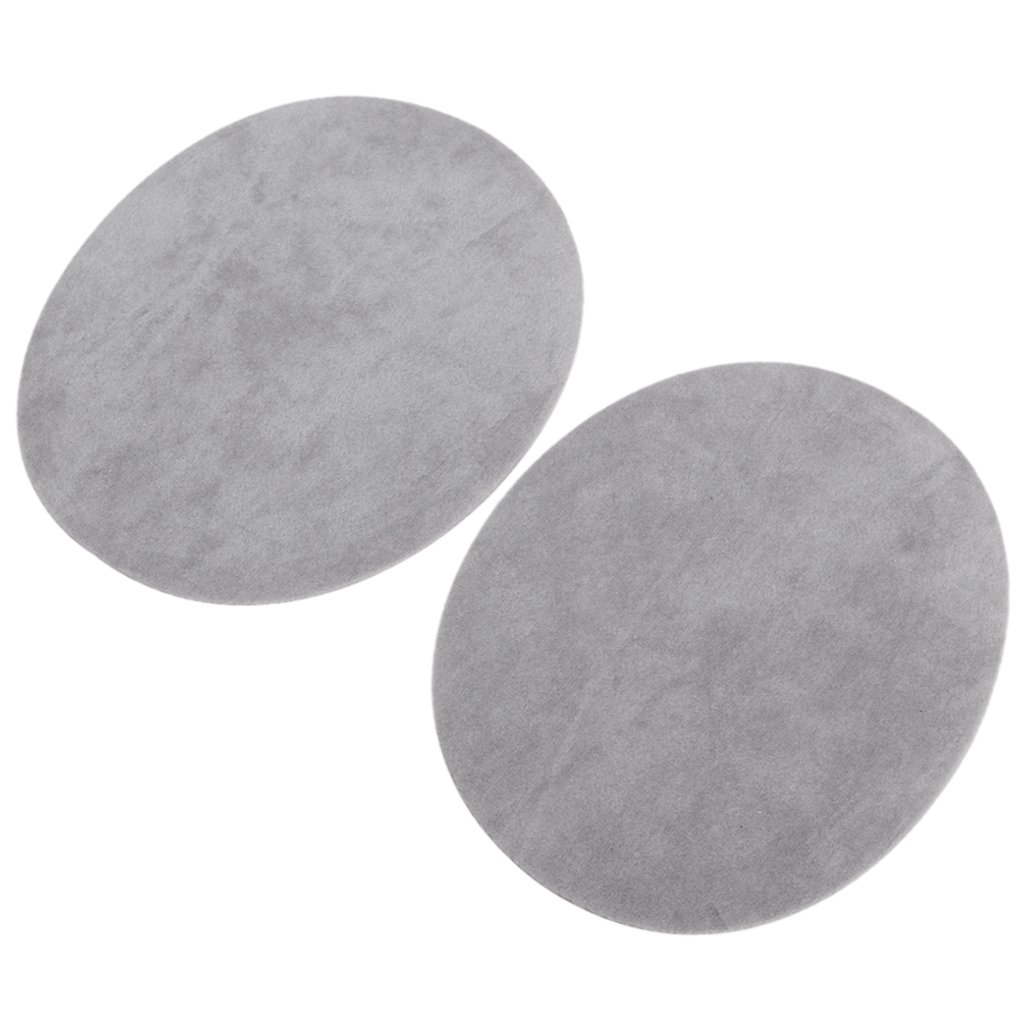 1 Pair Oval Flocking Iron-On Elbow Knee Patches (Light Grey) - Durable Fabric Repair for Jeans, Jackets & Workwear - Perfect for DIY Clothing Upgrades & Costume Design