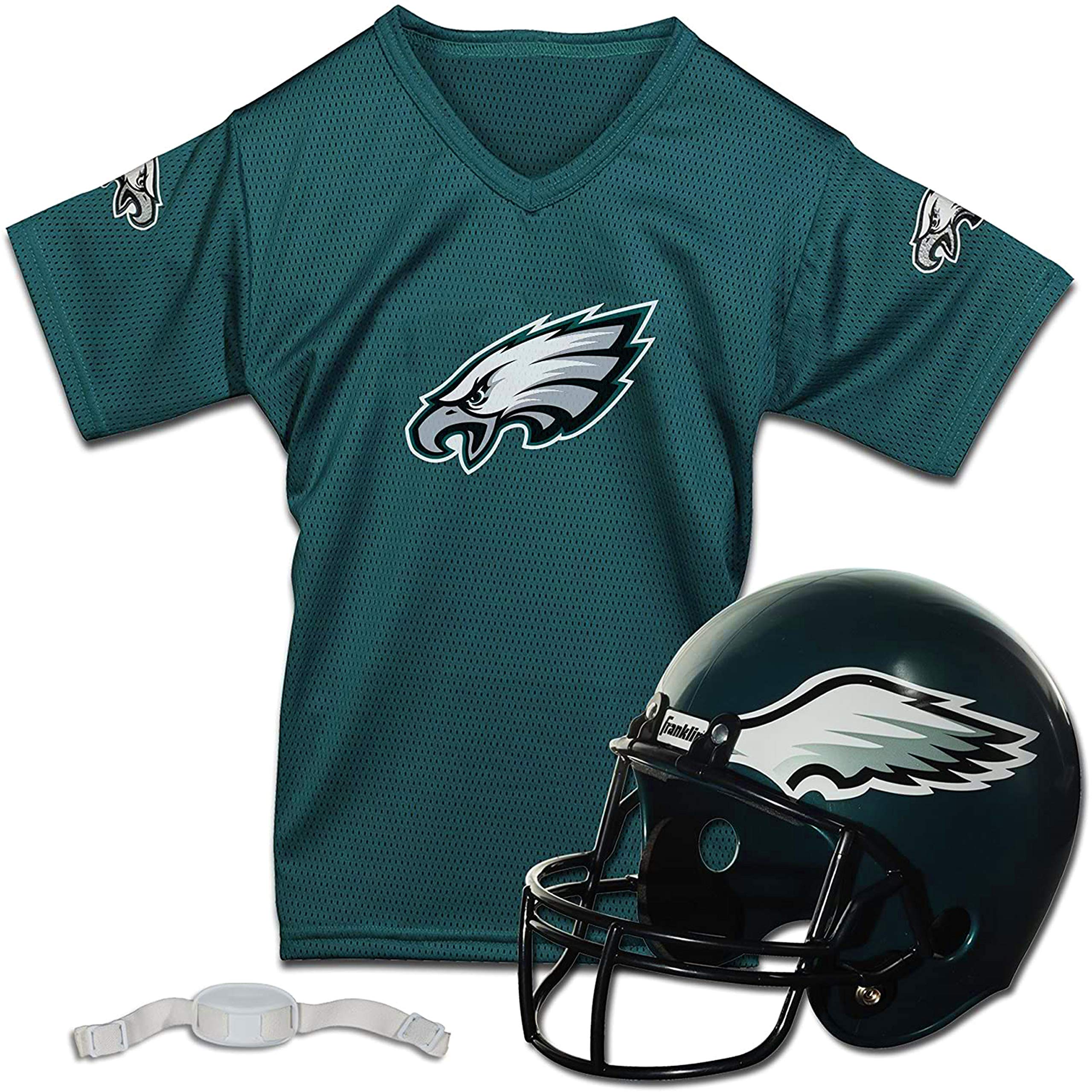 Franklin Sports NFL Kids Football Helmet & Jersey Set - Youth Football Uniform Costume with Helmet, Jersey & Chinstrap - Perfect for Halloween, Game Day & Youth Football Practice