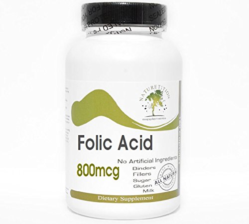 Folic Acid 800mcg Supplement - 100 Capsules | No Additives, Gluten Free | Naturetition Vitamins for Pregnancy & Heart Health Support