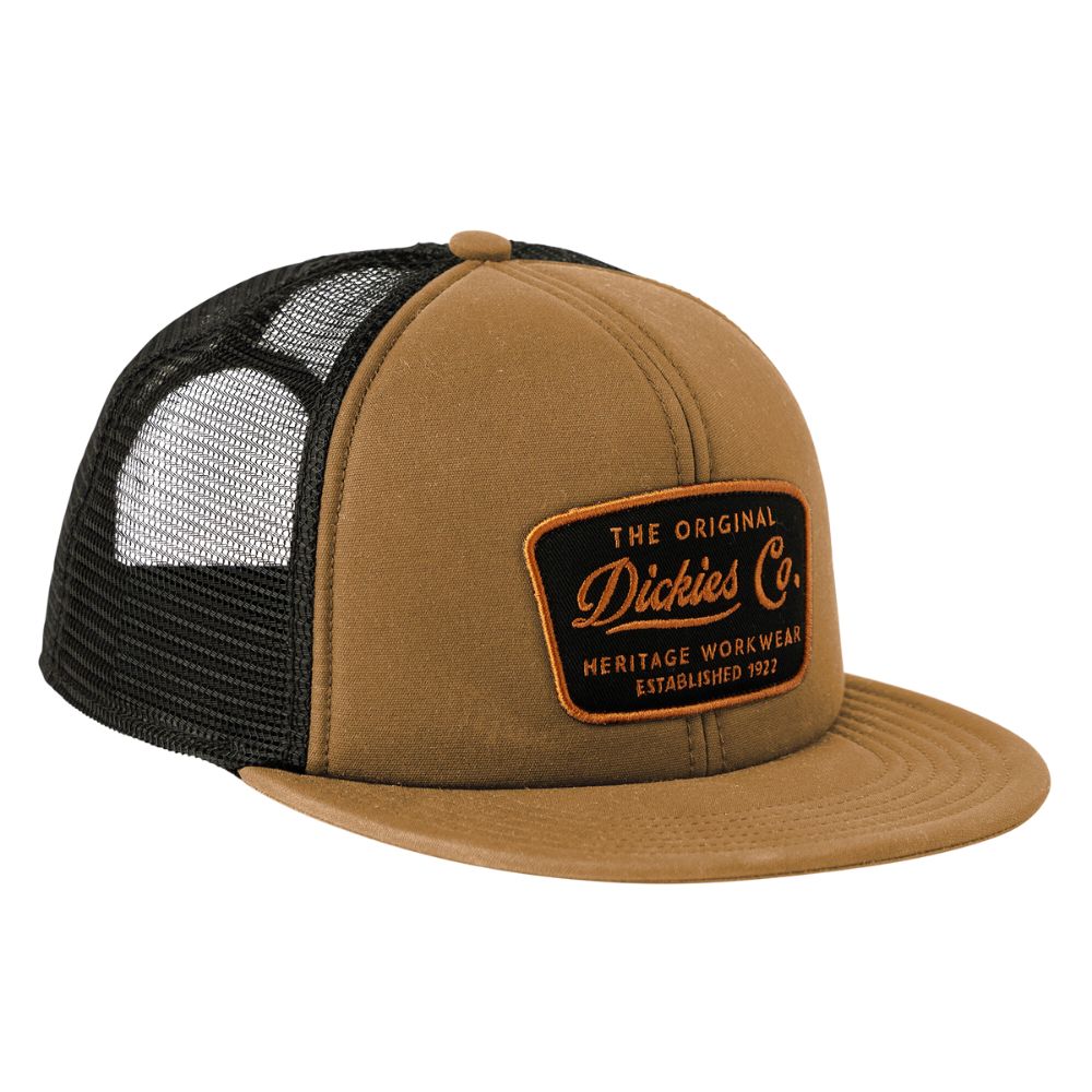 Dickies Men's Roomy Embroidered Patch Waxed Canvas Trucker Hat - Stylish & Durable for Outdoor Work, Hiking & Casual Wear