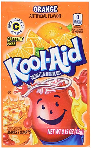 Kool-Aid Unsweetened Orange Drink Mix Powder - 0.15oz Pack of 48 (4 Sets) | Sugar-Free Beverage for Kids Parties, Summer Refreshment & Family Gatherings