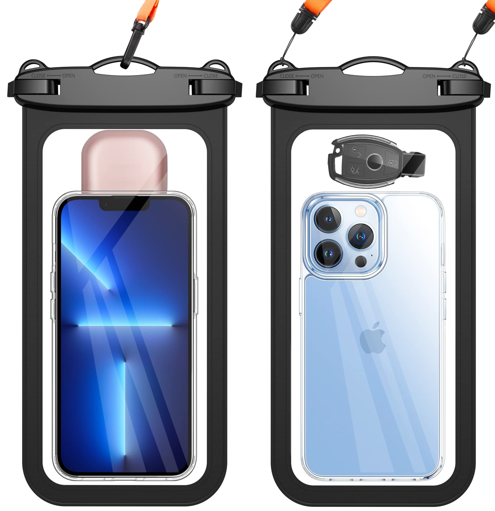 2 Pack Large Waterproof Phone Pouch IPX8 - Up to 8.5