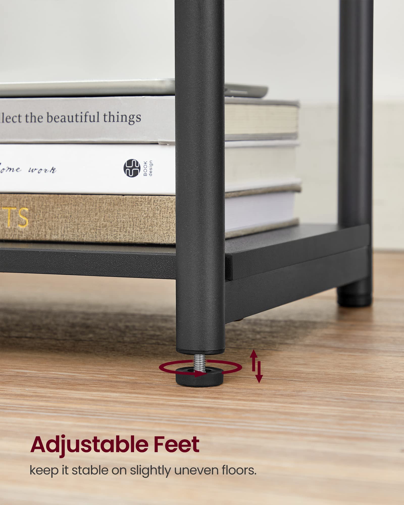 VASAGLE 2-Pack End Tables with Built-in Charging Station, USB Ports & Outlets - Compact Nightstand with Storage Shelf for Bedroom, Living Room - Perfect for Small Spaces & Modern Home Decor - Black