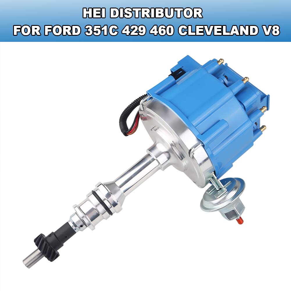 JDMON High Performance Ignition Distributor Compatible with Ford Big Block 351C 351M 400M 429 460 - 65k Coil, 7500RPM, Blue Cap (Replaces HEI 1046013 PE332U JM6506BL) - Ideal for Classic Car Restoration & High-Performance Engine Upgrades