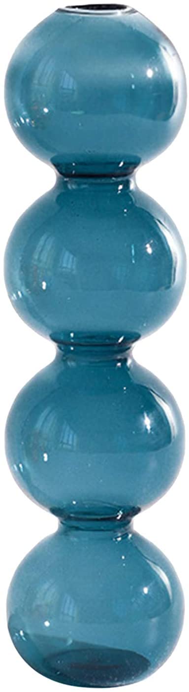 Blue Glass Flower Vase - 4 Ball Decorative Plant Container for Home Office Desk, Wedding Centerpiece, Birthday Gift & Party Decorations (Perfect for Fresh Flowers, Succulents, and Home Décor)