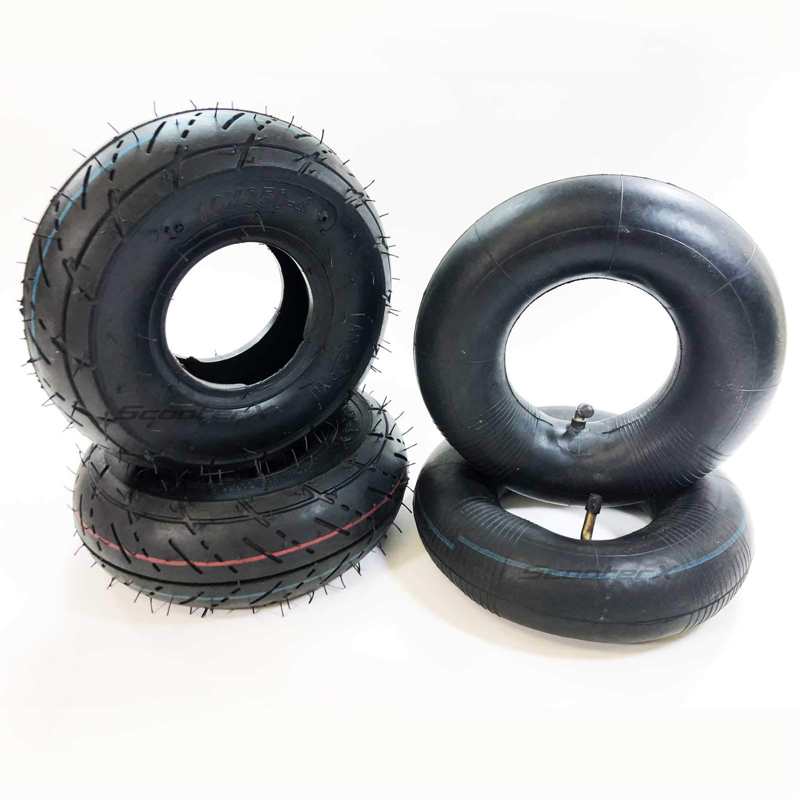 2 Pack 10 x 3.50-4 Street Tread Tires with 2 Inner Tubes - Perfect for Golf Carts, Lawn Mowers, and Utility Trailers