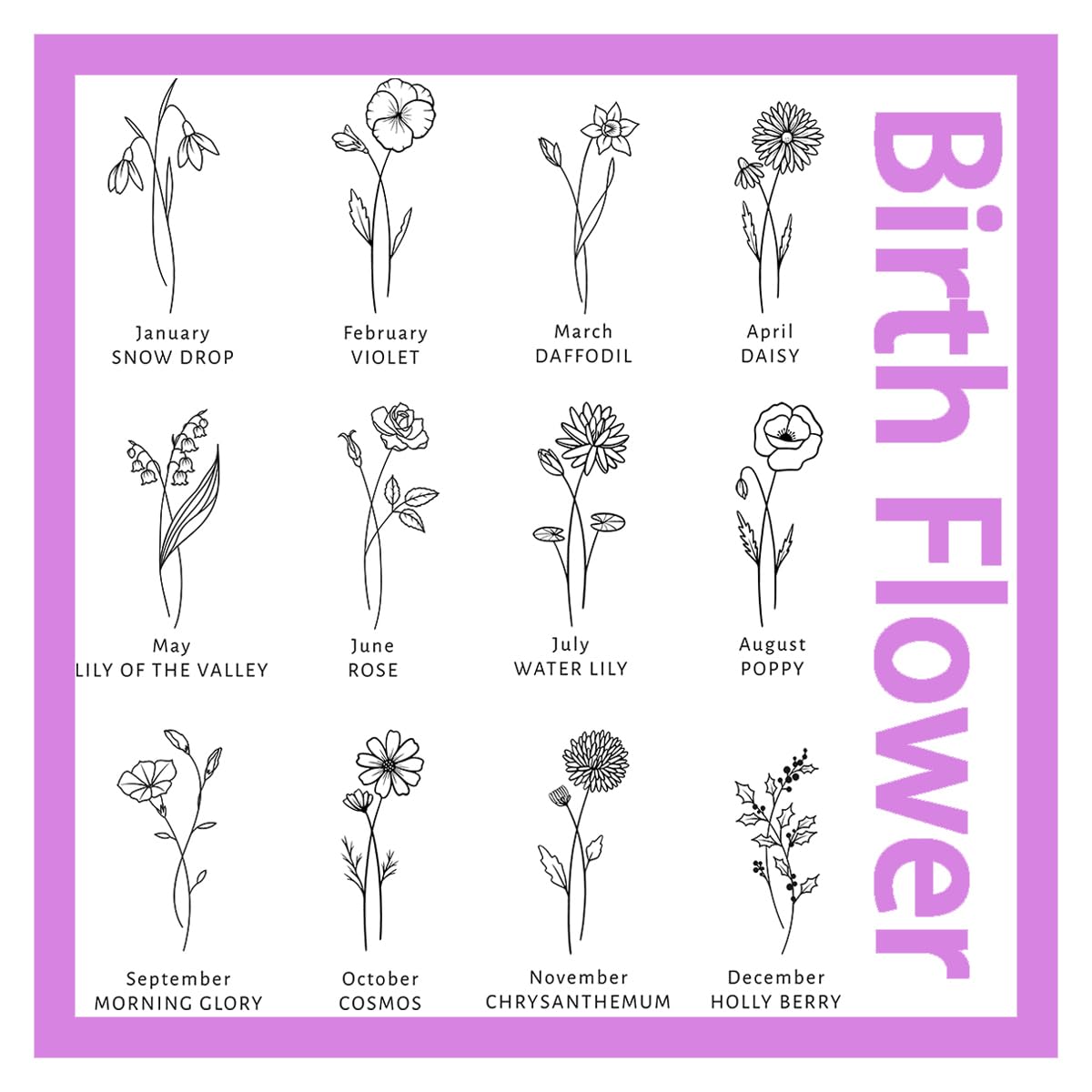 **Personalized Tumbler Cups for Women - Custom Engraved Name & Birth Flower - 20oz Insulated Skinny Tumbler with Lid & Straw - Unique Birthday, Bridesmaid, Valentine's Day Gifts - Perfect for Coffee, Tea & On-the-Go Hydration**
