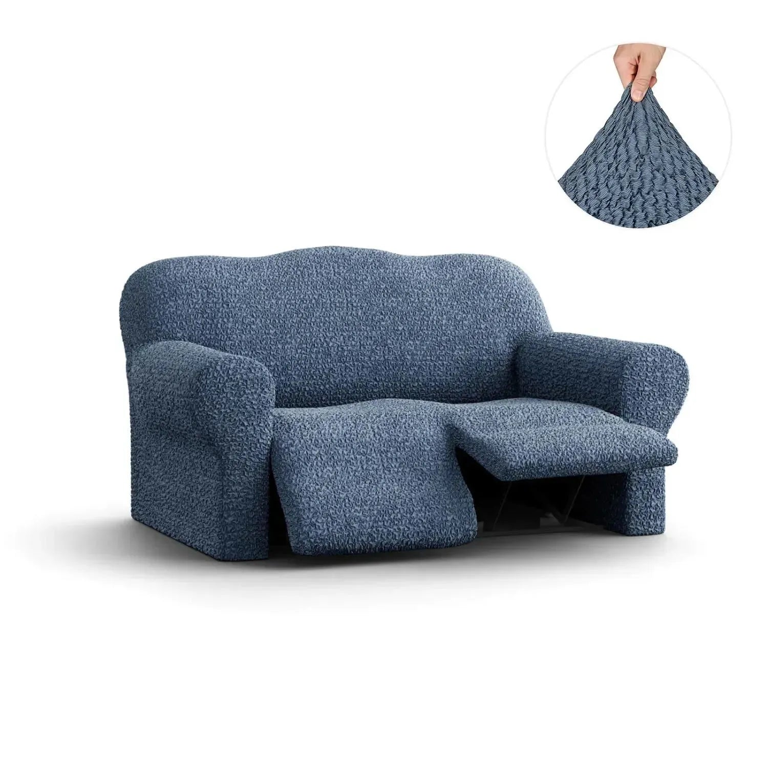 2 Seater Recliner Slipcover - Mille Righe Collection | Stretchable Sofa Cover for Living Room, Home Theater & Family Room Protection