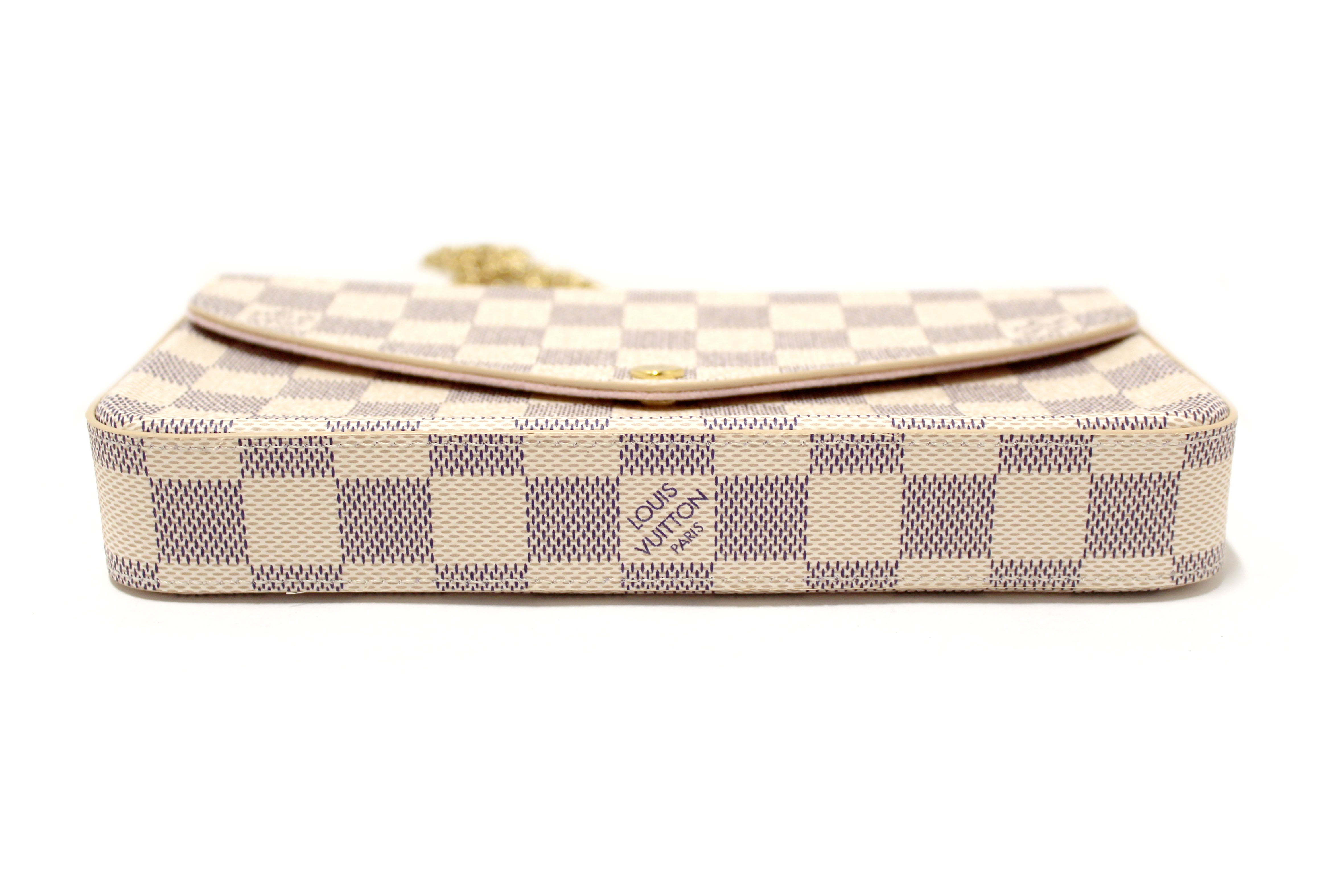 Authentic Louis Vuitton Damier Azur Felicie Pochette Crossbody Bag - Luxury Designer Handbag for Women, Perfect for Date Night & Evening Events