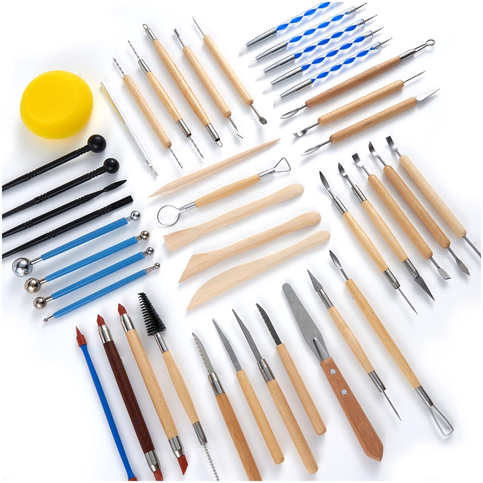 44-Piece Double-Sided Polymer Clay Tools Kit for Sculpting, Pottery & Ceramics - Air Dry Clay Modeling Tools with Carrying Case - Perfect for DIY Crafts, Art Projects & Home Decor