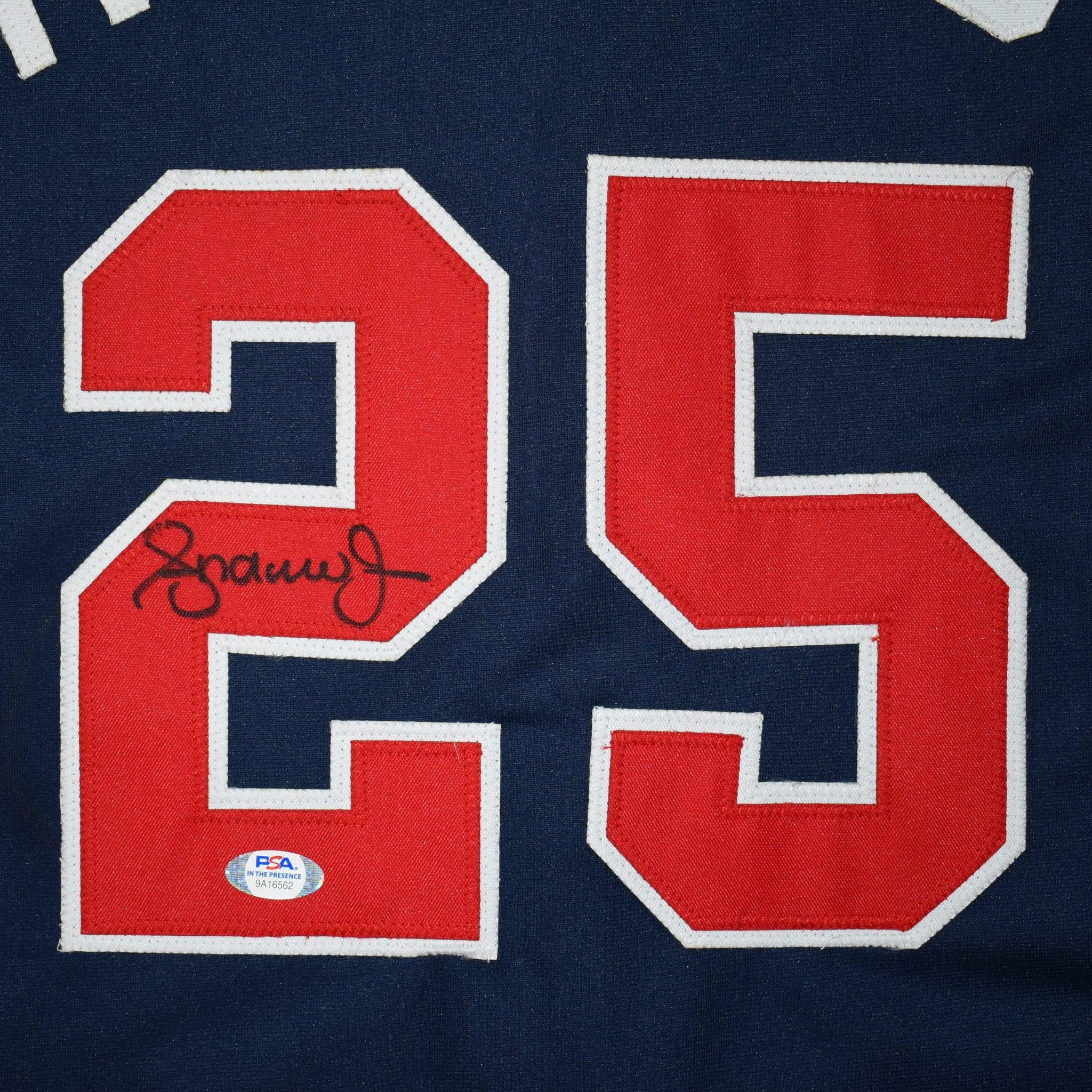 Authentic Andruw Jones Signed Atlanta Braves Blue Baseball Jersey with JSA COA - Perfect for Collectors, Fans, and Sports Memorabilia Displays