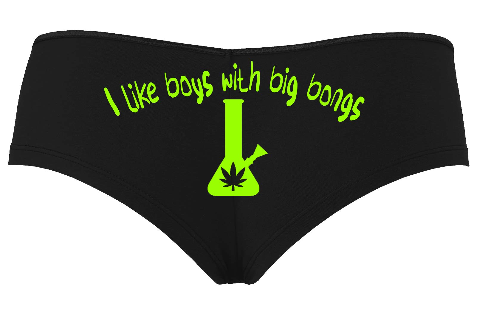 Knaughty Knickers - Boyshort Panties with 'I Like Boys With Big Bongs' Print - Comfortable Cotton Underwear for Women - Perfect for Casual Wear, Festivals, and Fun Nights Out