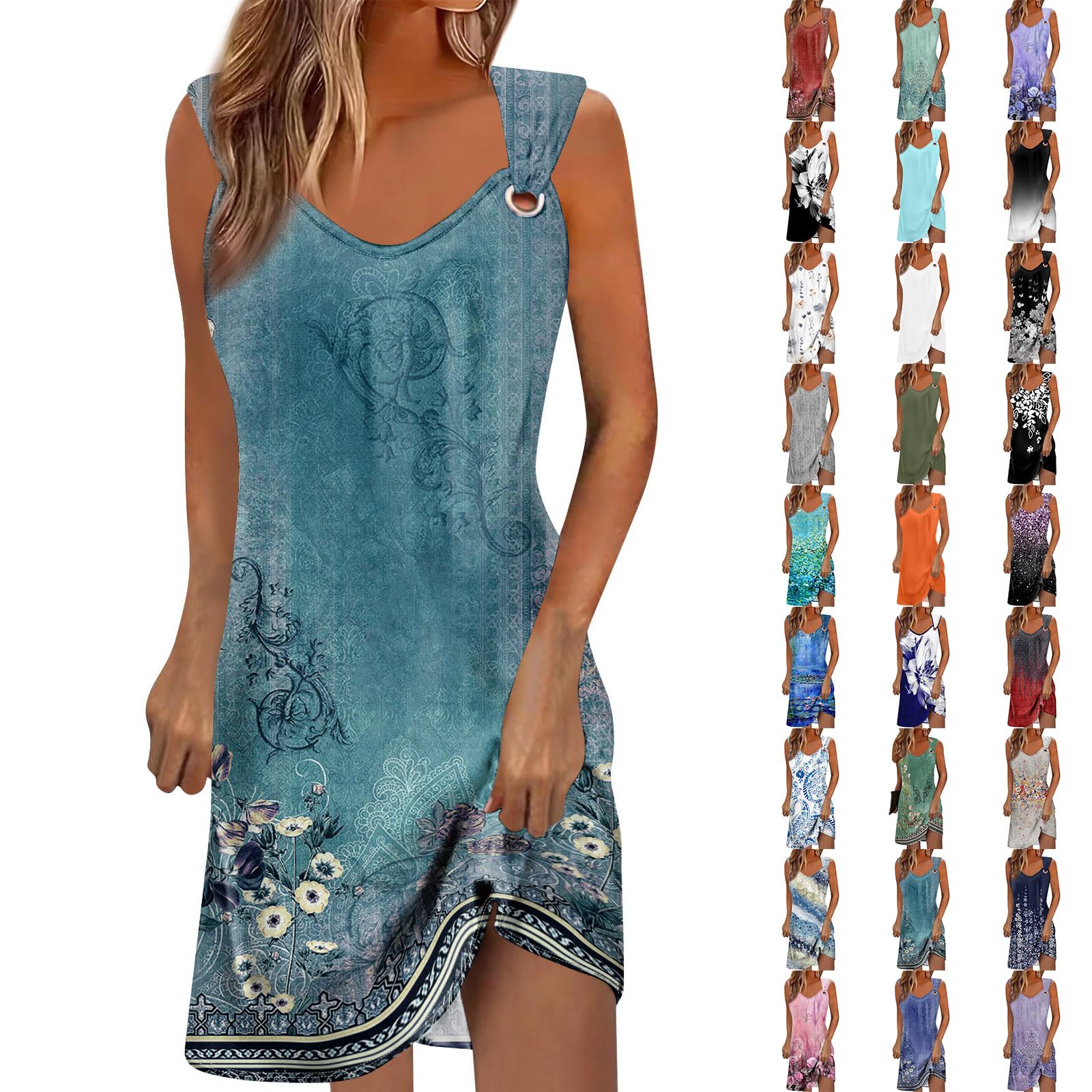 Trendy Women's Mini Cocktail Dresses V-Neck Floral Print Plus Size S-3XL - Elegant Slim Fit Sexy Dress for Party, Date Night & Special Occasions