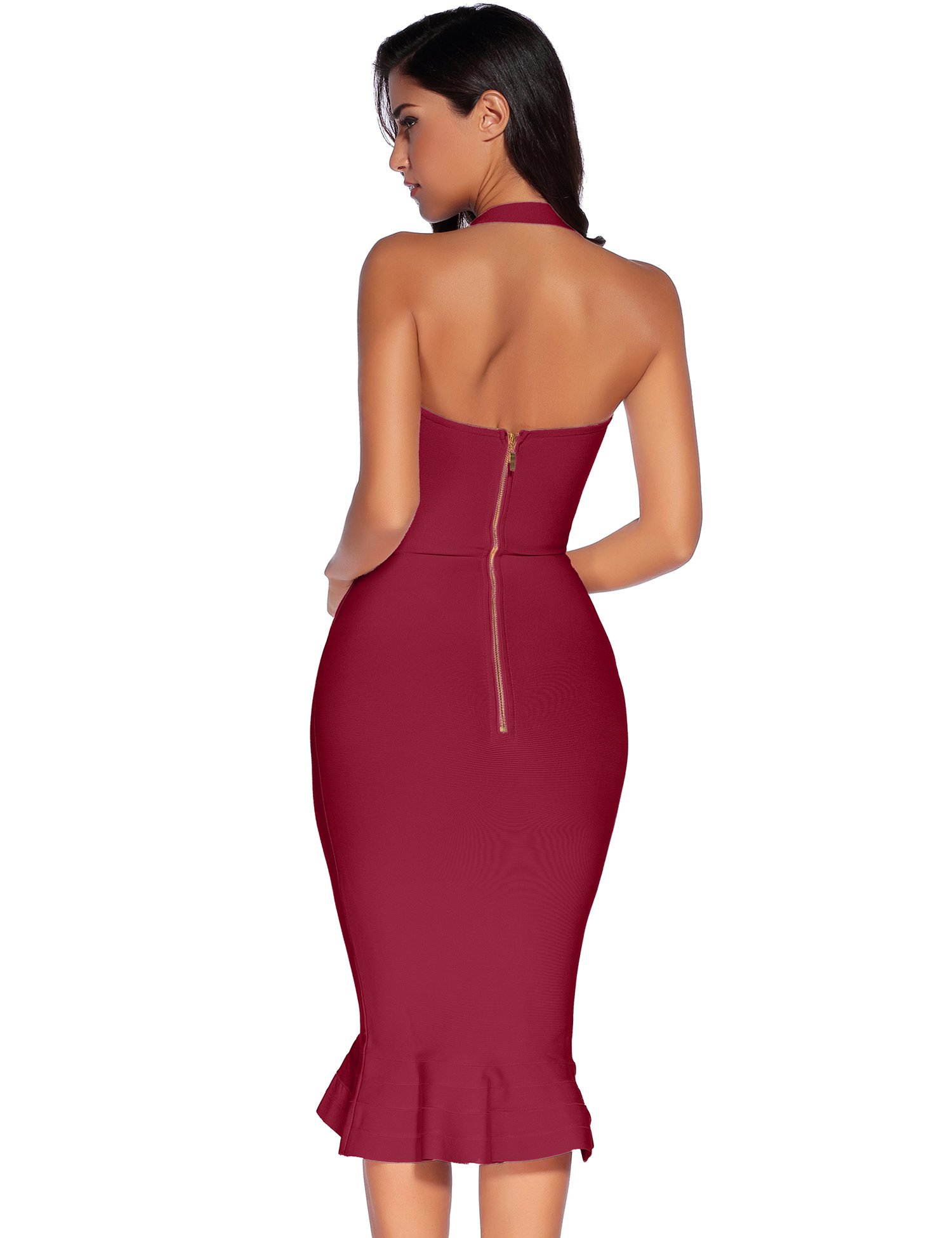 Elegant Women's Halter Fishtail Bandage Party Dress - Perfect for Wedding Guest, Cocktail Party & Evening Events