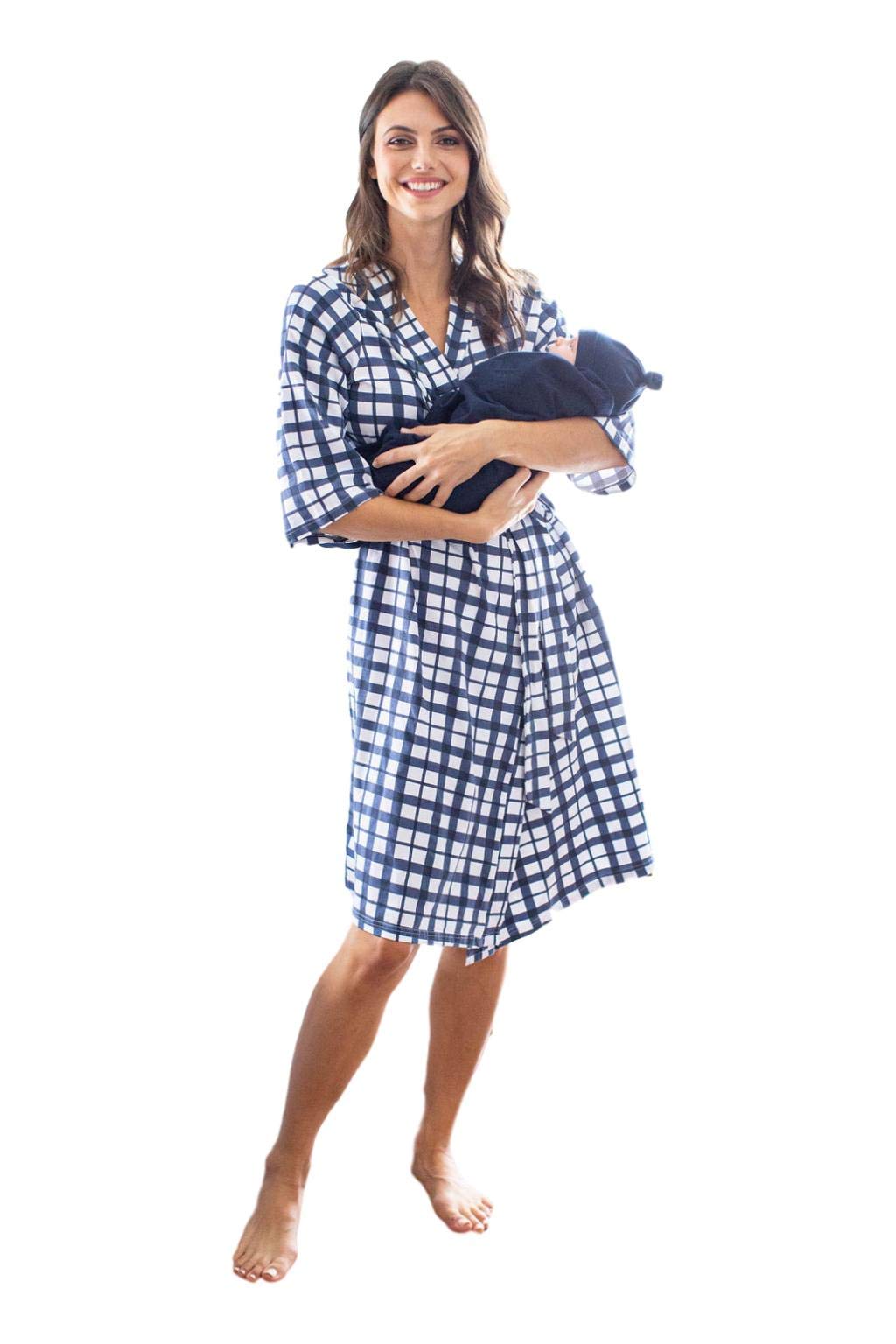 Mommy & Me Maternity Robe Set - Labor & Delivery Gown with Matching Swaddle for Newborns