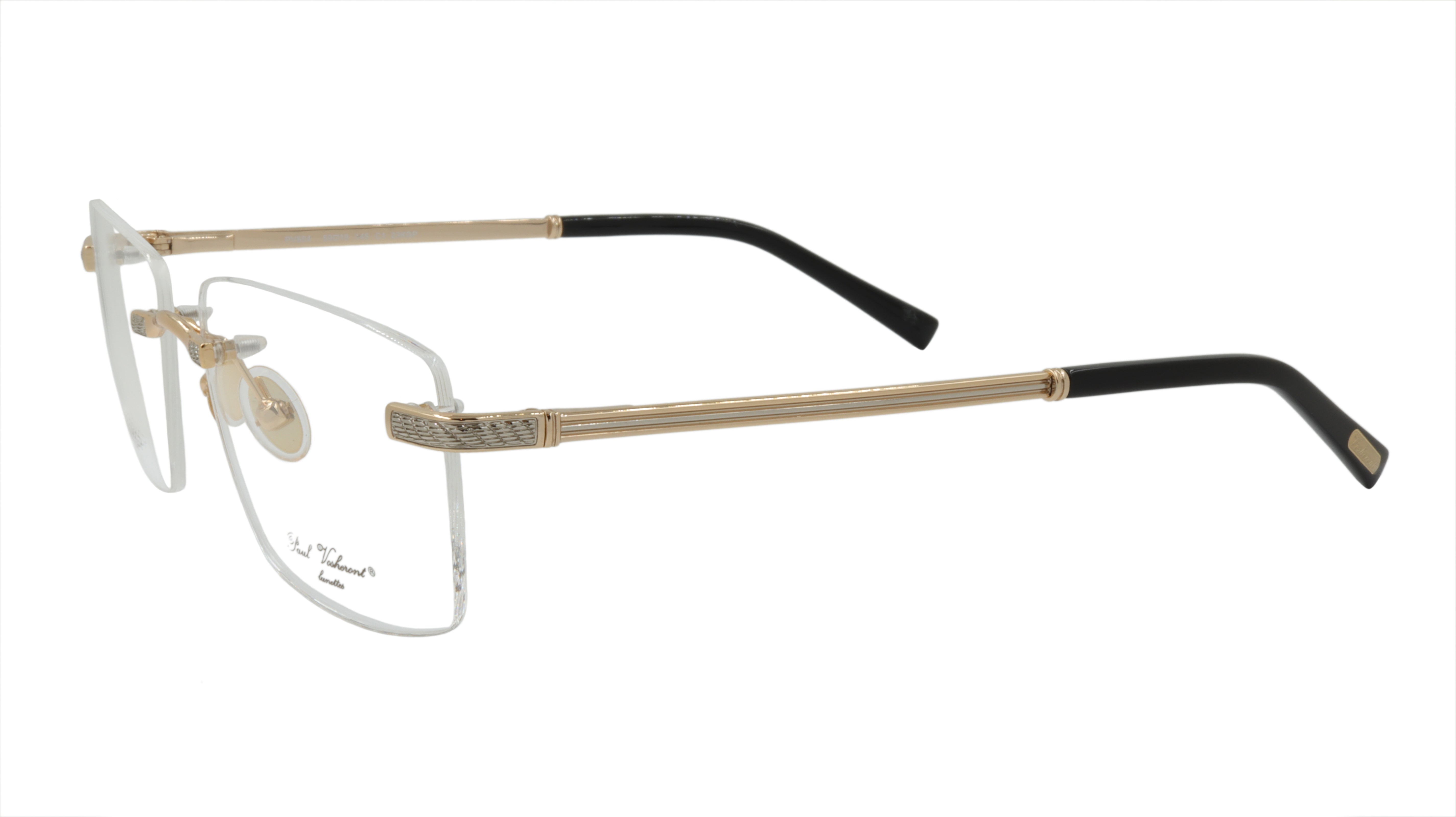 Paul Vosheront PV604 C1 Rimless Silver & Gold Acetate Optical Frames - Lightweight & Stylish Eyeglasses for Men & Women | Perfect for Reading, Work & Everyday Wear