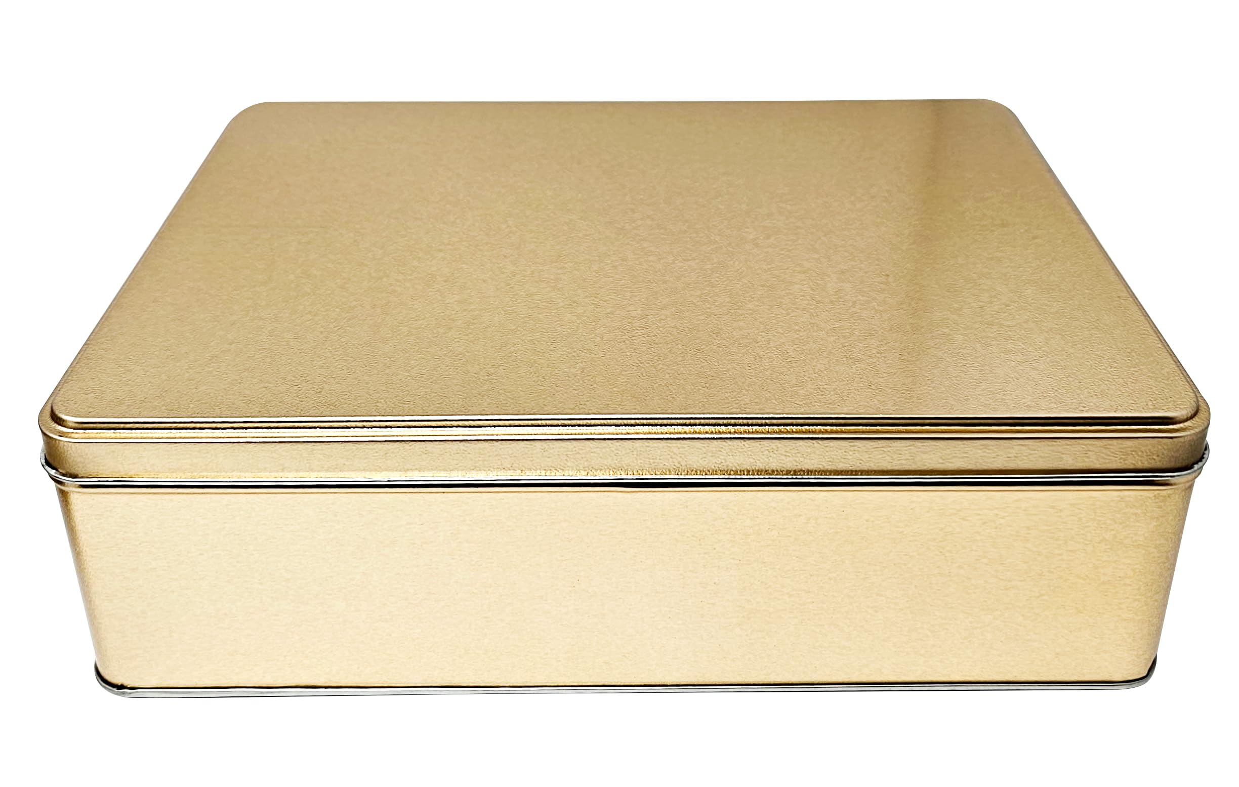 Premium Gold Cookie Tins with Lid - 10.5 x 8 x 3.25 Inch Airtight Storage Container for Cookies, Candy, Cakes, Snacks & Nuts - Perfect for Holiday Gifts, Party Favors and Kitchen Organization