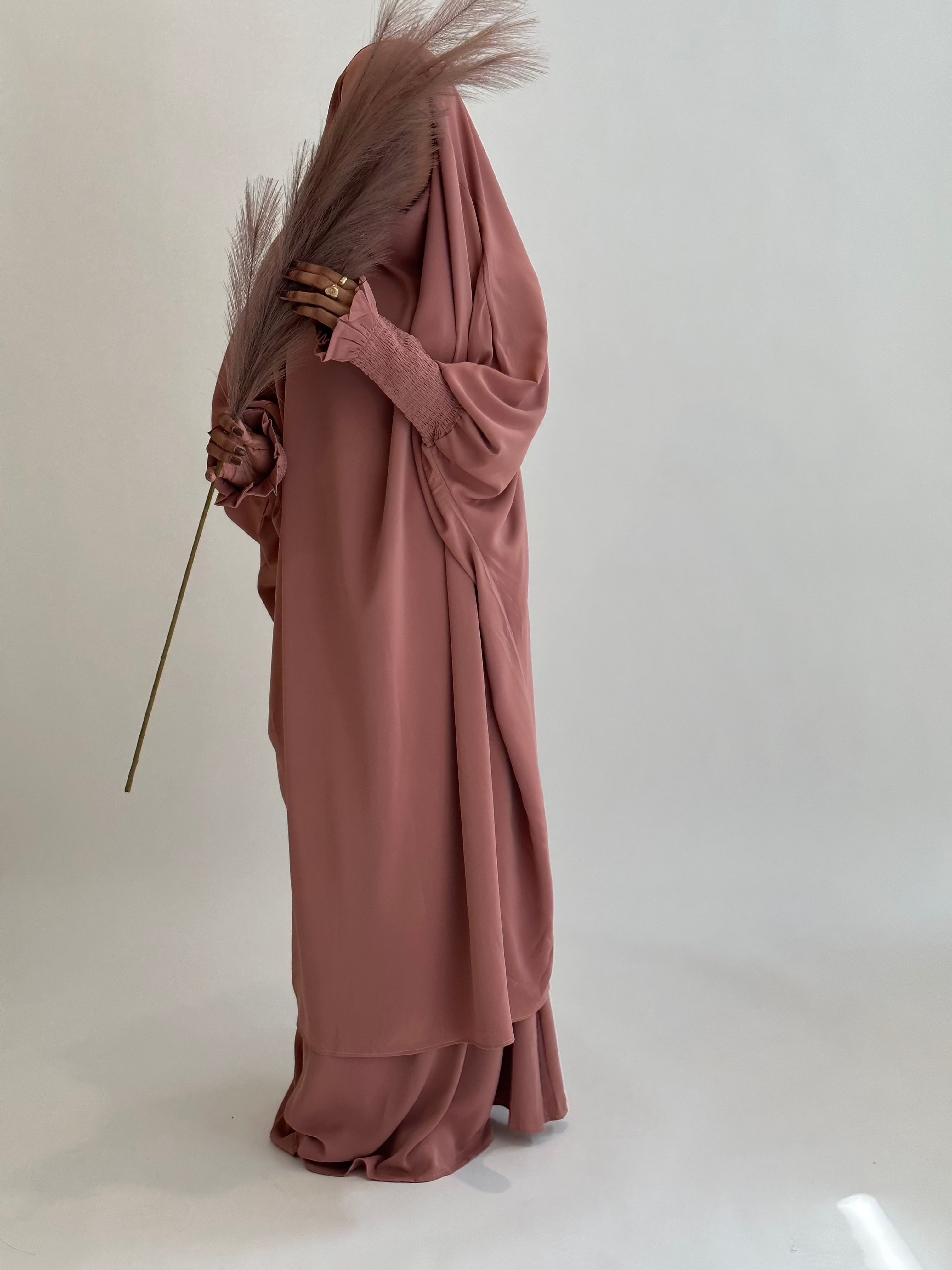 Medina 2-Piece Jilbab Set - Soft Pink Salmon Color | Modest Muslim Prayer Dress for Women | Perfect for Daily Wear, Prayer & Special Occasions