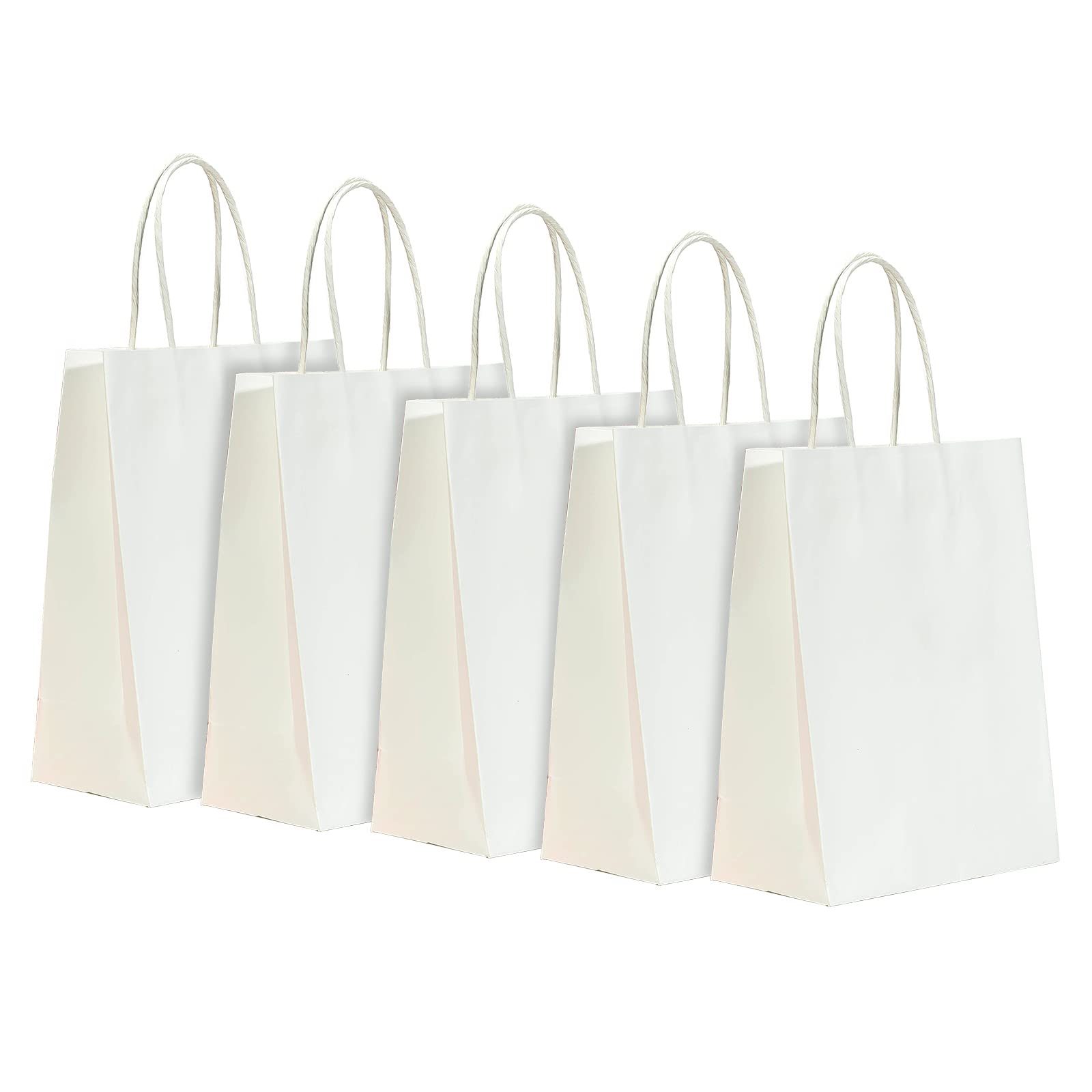 RACETOP 50Pcs Small White Gift Bags with Handles - 5.9