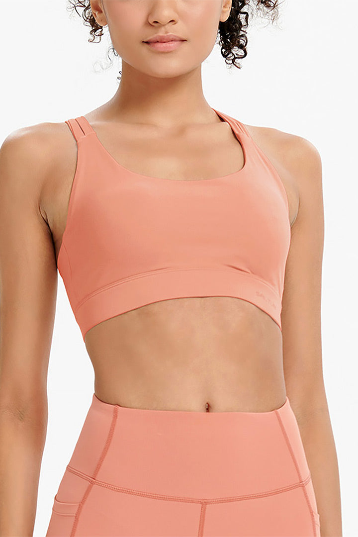 Strappy Cross Back Sports Bra - High Support Workout Top for Women | Yoga, Running, Gym & Fitness Activities