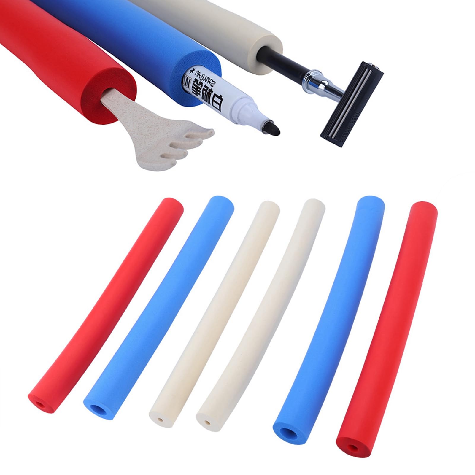 Foam Grip Tubing 6 Pack - Adaptive Utensil Handles for Elderly, Disabled & Arthritis - Non-Slip Foam Tube Grips for Pens, Tools & Utensils - Improve Grip Strength & Comfort for Daily Activities